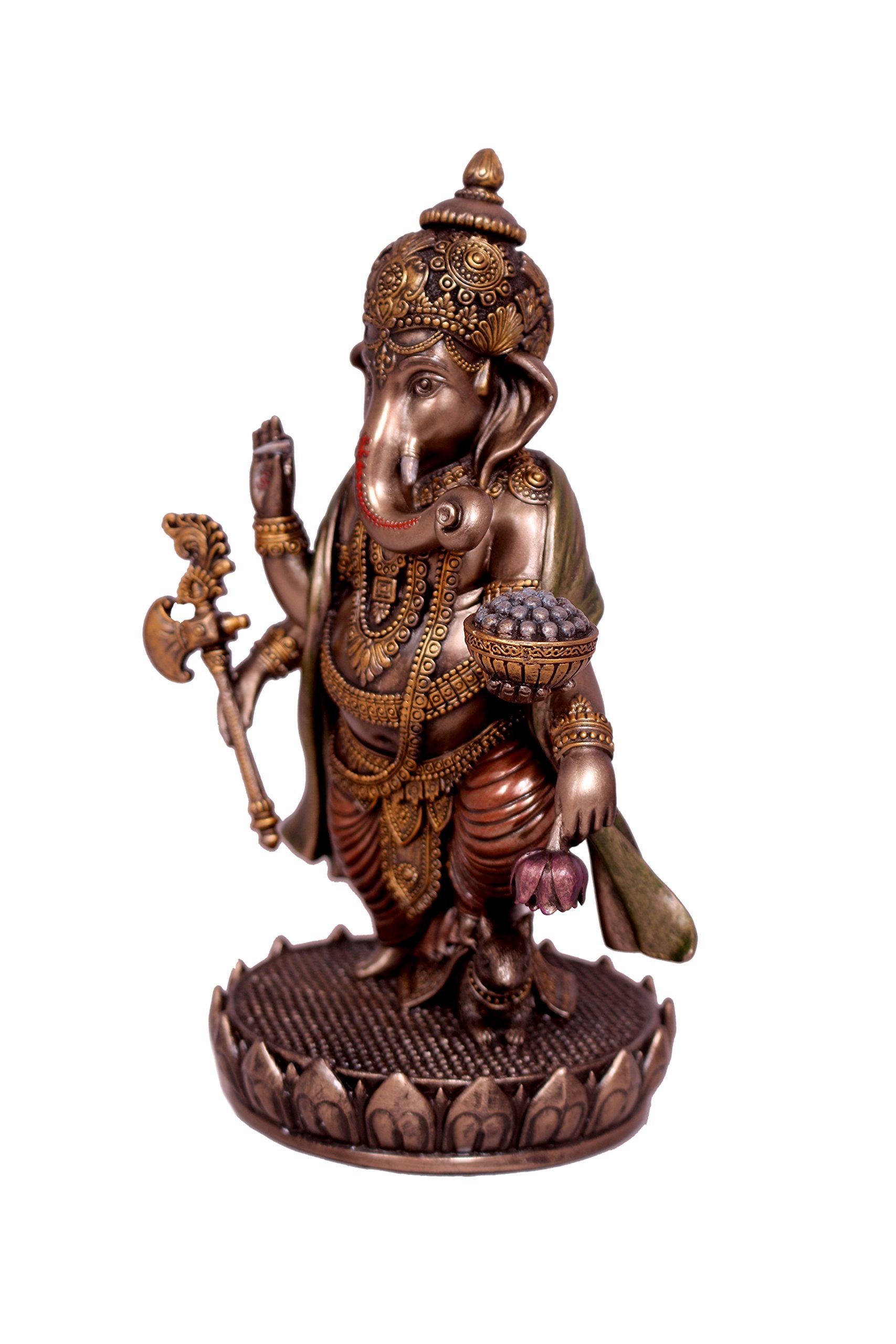 Aone India Idol Bonded Bronze Poly Resin Idol Laxmi Ganesh Murti 7 Inches