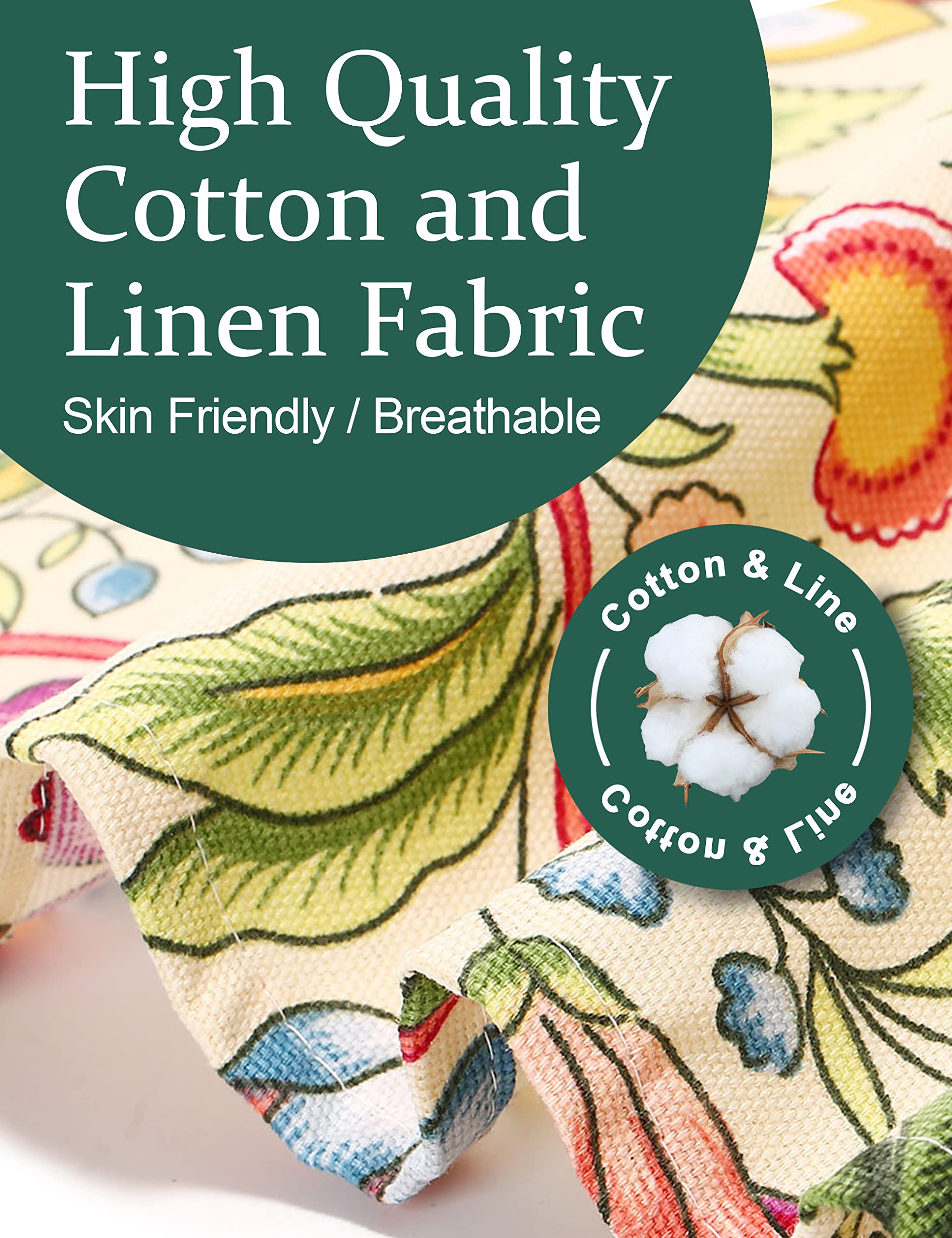 Apronner Big Plus Size Aprons For Women With Pockets Cotton Linen Baking Kitchen Cooking Yellow Flowers