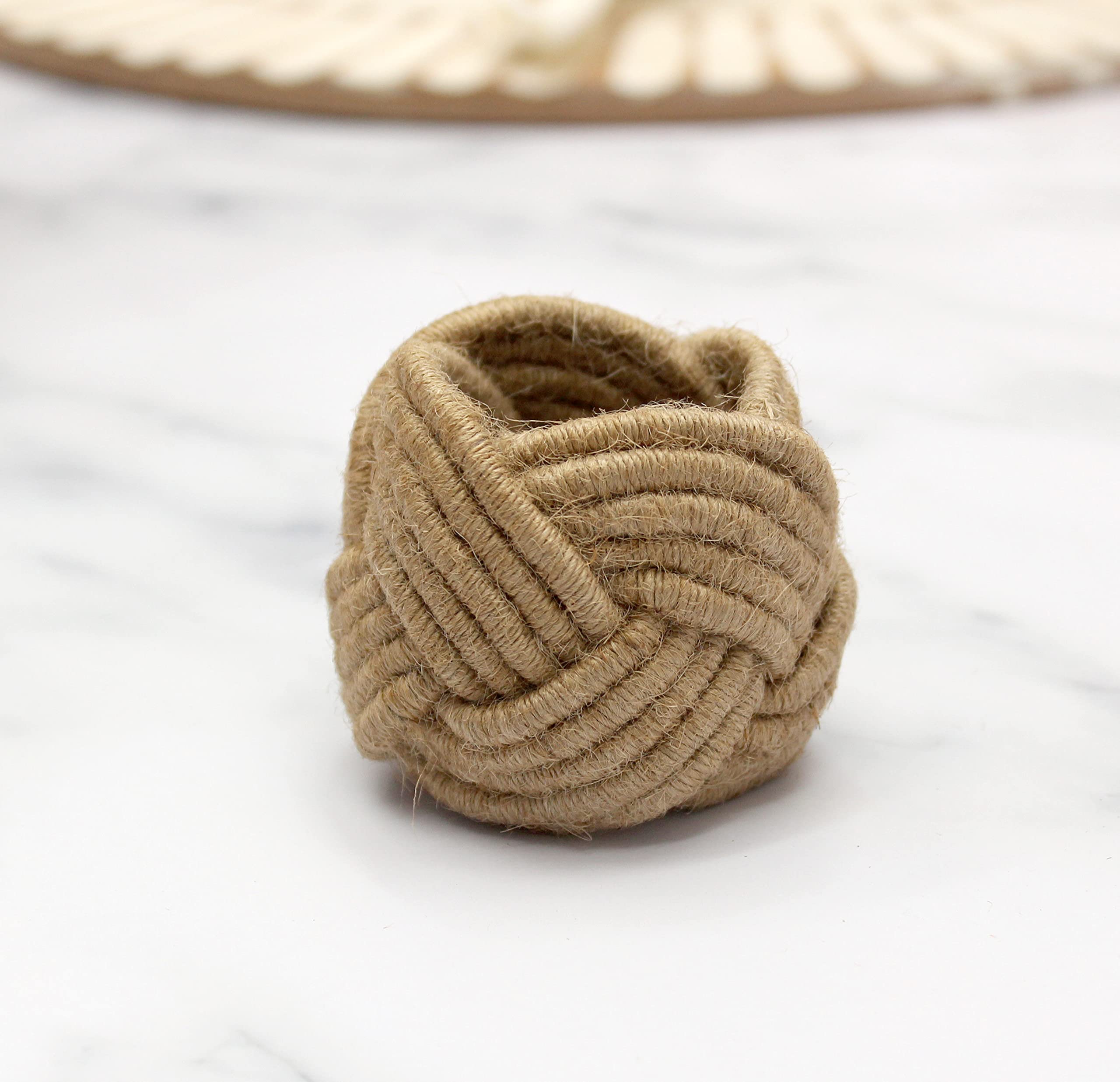 COTTON CRAFT Jute Napkin Rings - Set of 12 Handmade Nautical Knot Woven Rope Napkin Ring - Dining Table Napkin Holder - Everyday