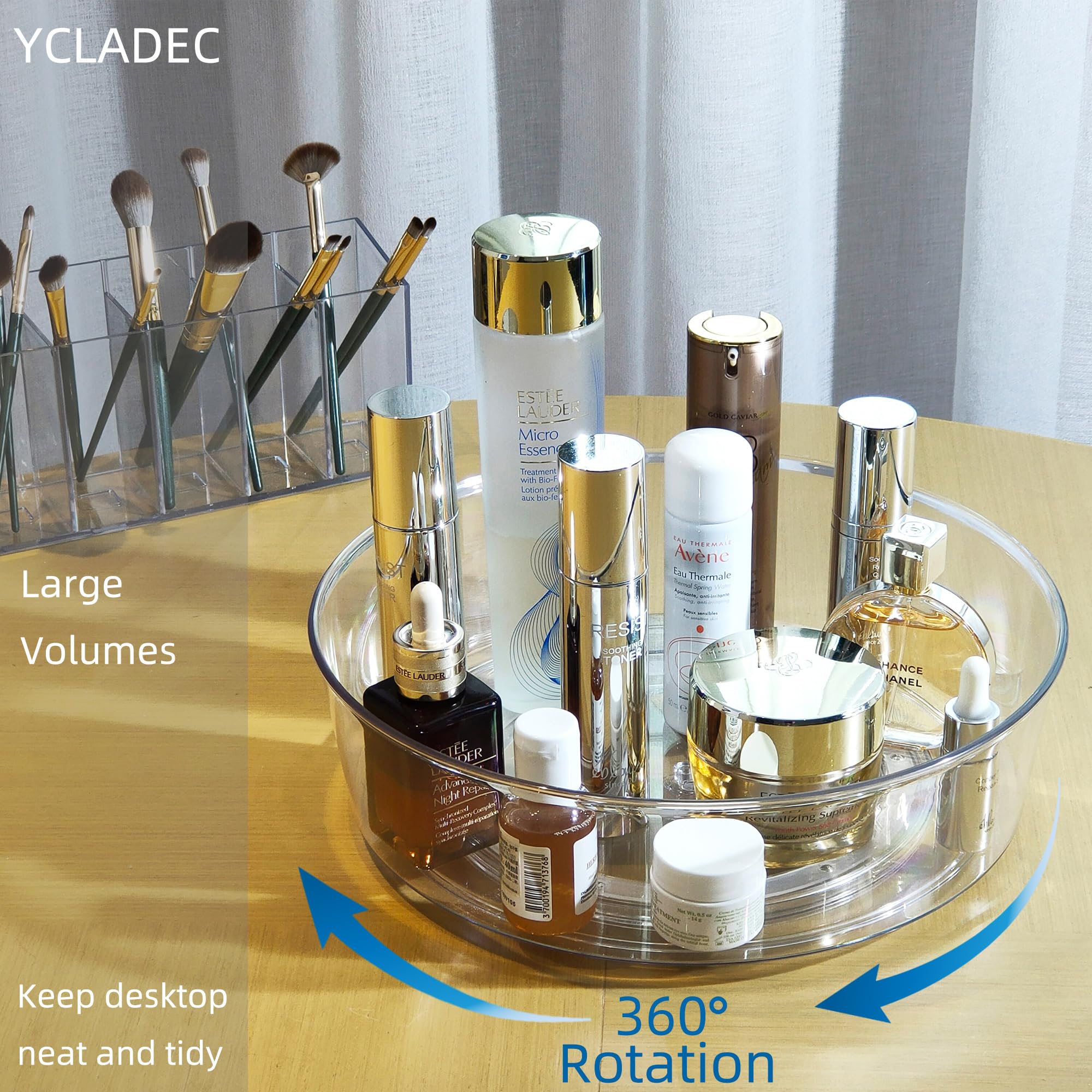 Ycladec 4 Pack Lazy Susan 11.5'' Inch Turntable Organizer Organization Storage Container Bins Spice Rack Cabinet Rotating Condim