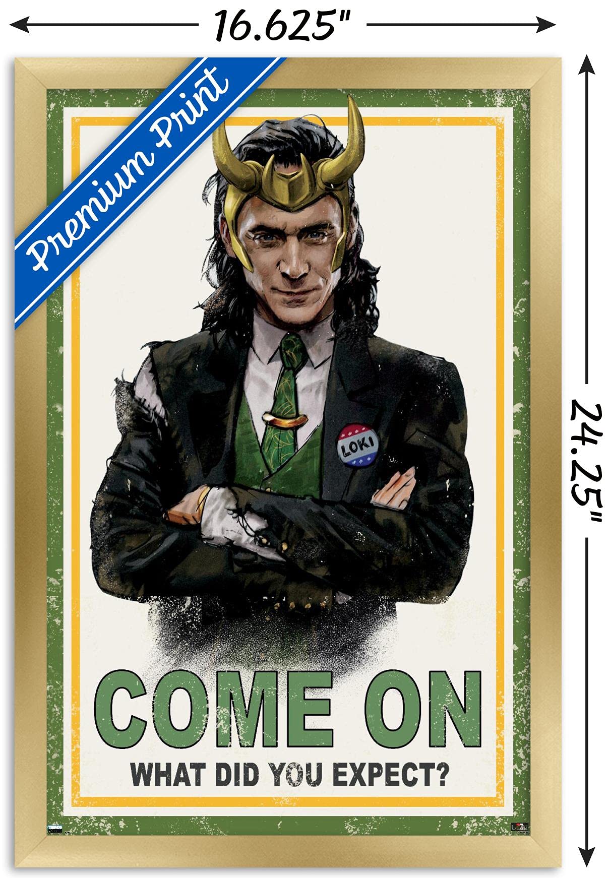 Trends International Marvel Loki-What Did You Expect Wall Poster, 14.725'' X 22.375'', Gold Framed Version