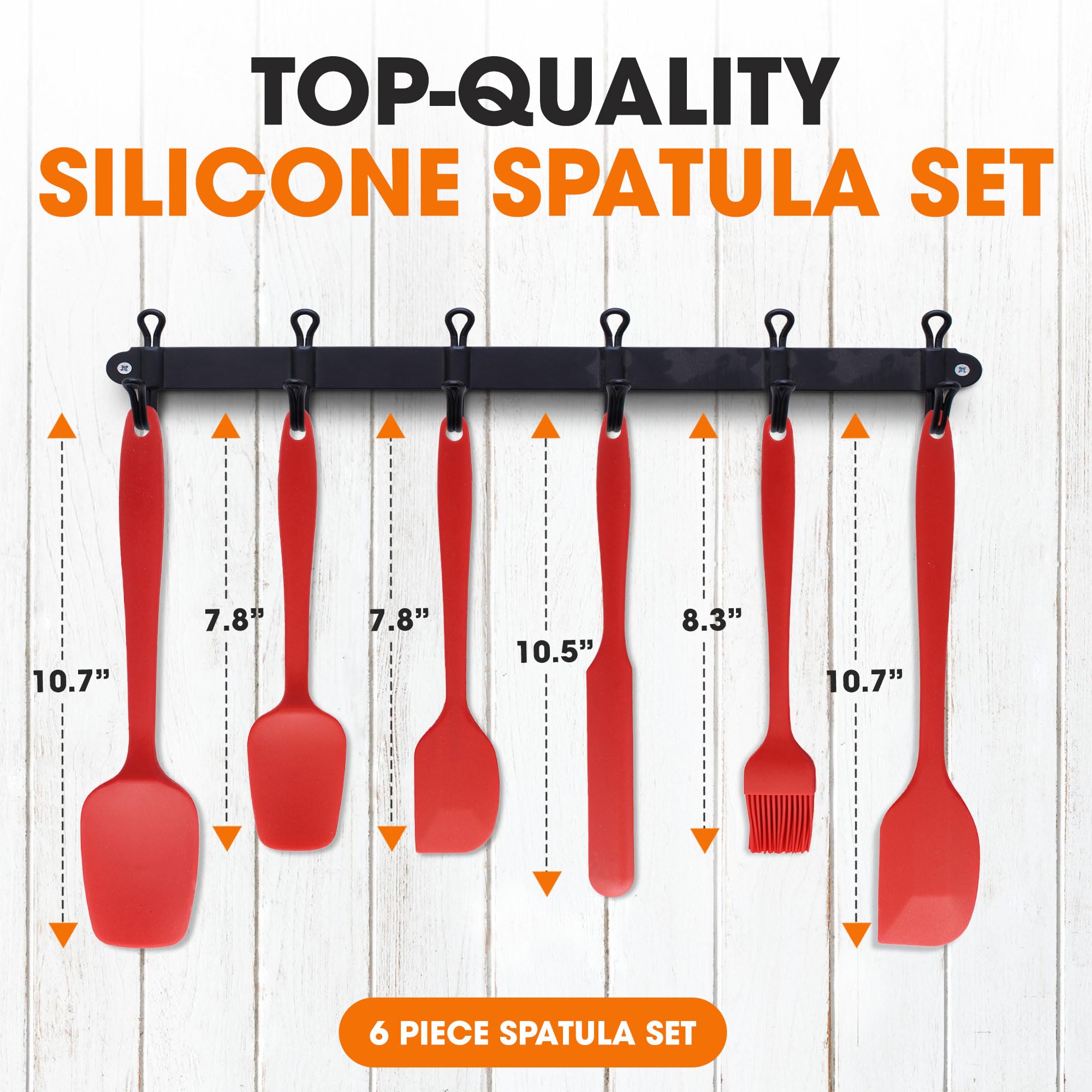 Cheer Collection 6Pc Silicone Kitchen Utensils Set - Non Stick & Heat Resistant Spatula Set For Cooking (Red)