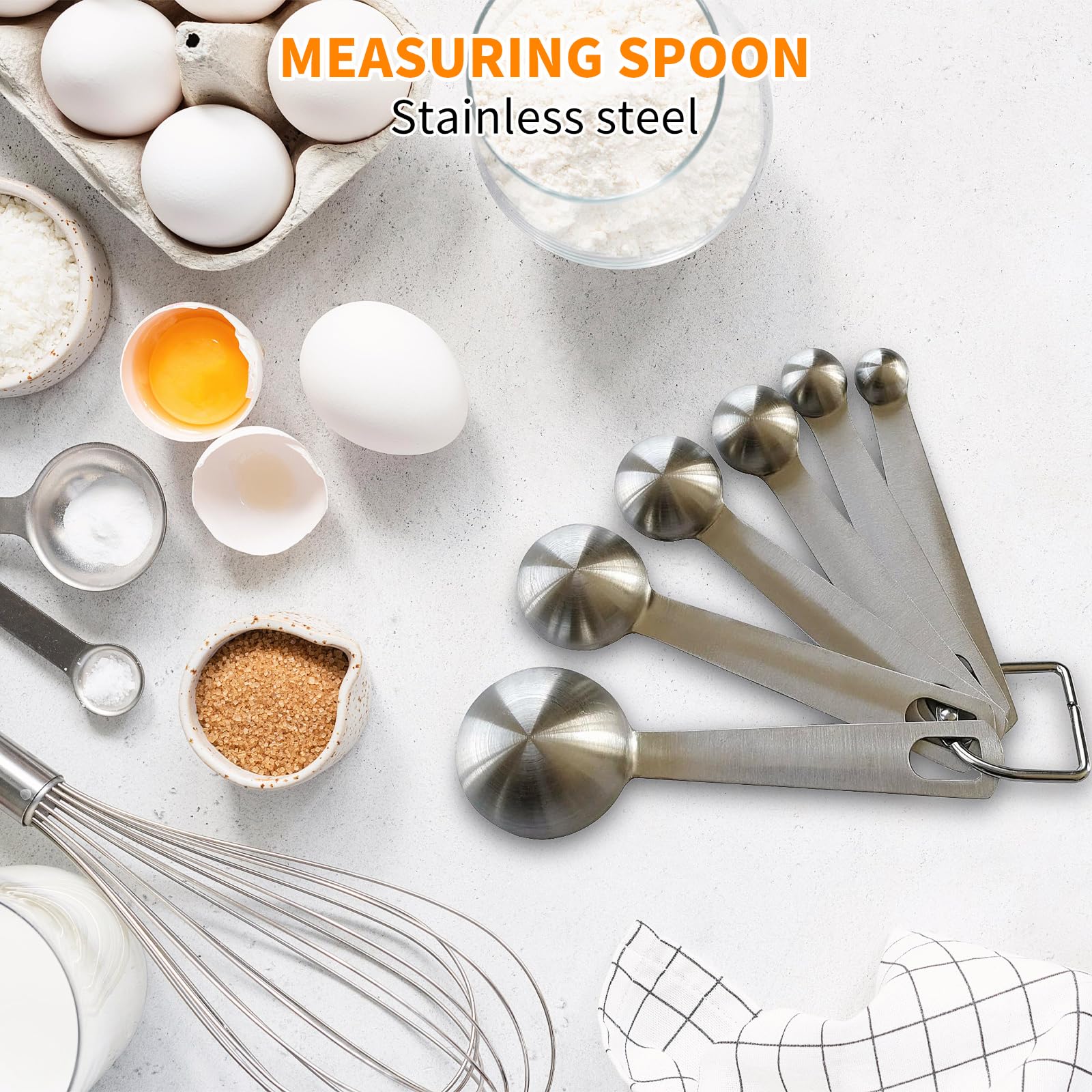 Metal Measuring Spoons Set - Baking Essentials,Premium Stainless Steel Kitchen Gadgets With Precise Measurements For Home And Pr