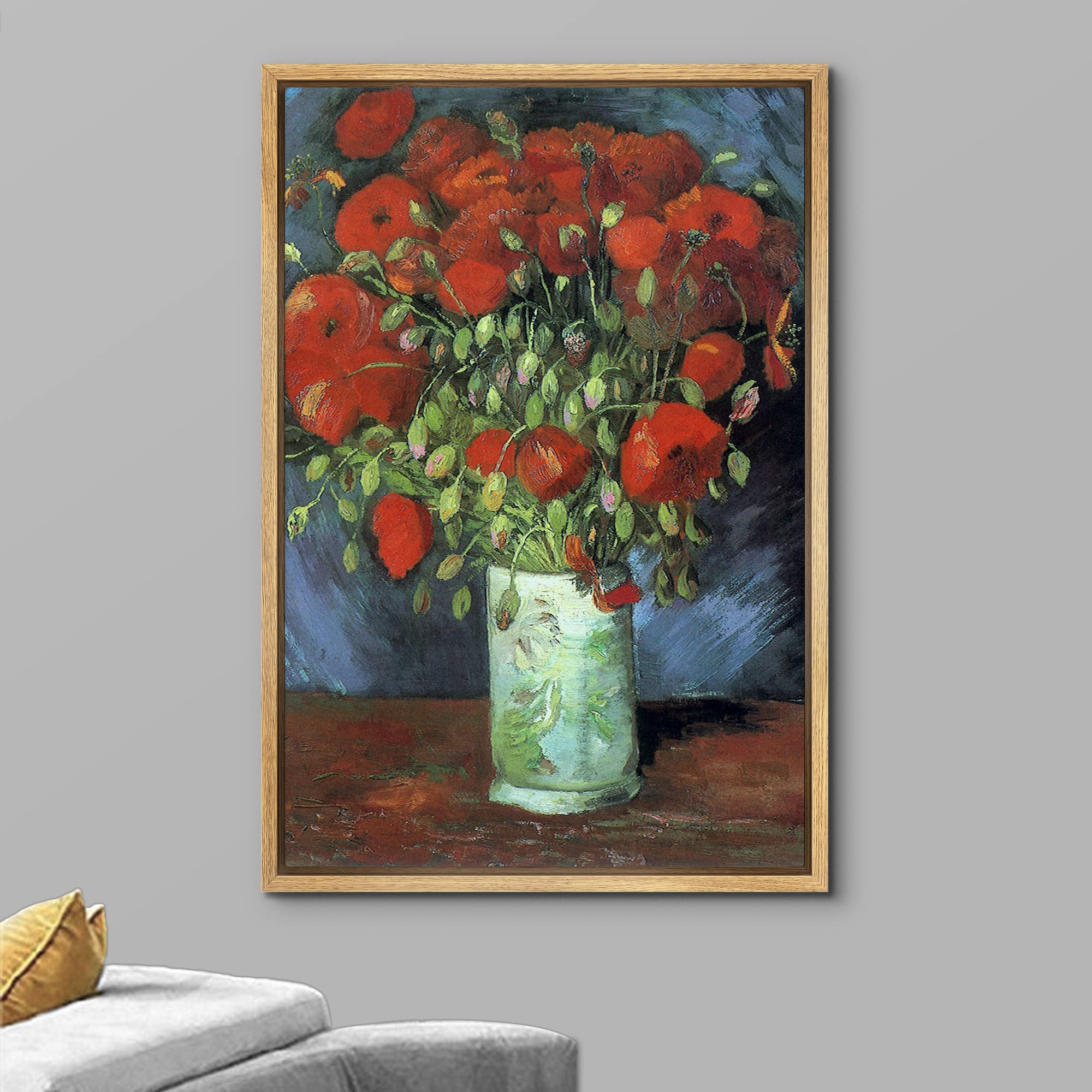 Wall26 Framed Canvas Print Wall Art Vase With Red Poppy Flowers By Vincent Van Gogh Classic Historic Illustrations Fine Art Deco