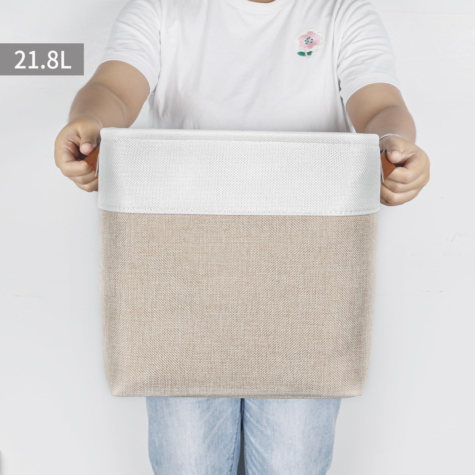 Bagnizer Collapsible Fabric Storage Cubes 11X11 Cube Storage Bins, 4 Pack Closet Baskets Box With Handles For Organizing, Shelf,