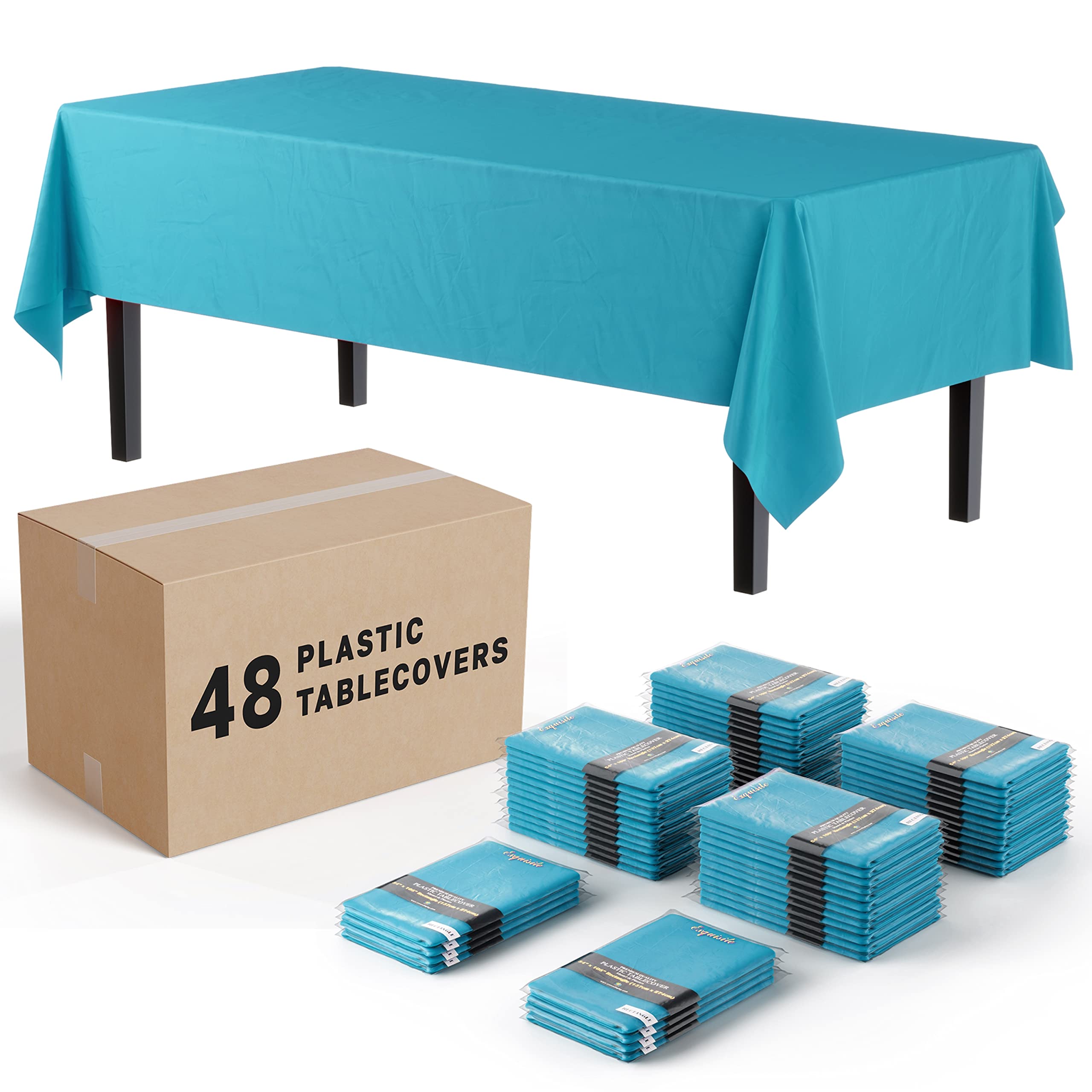 Exquisite Turquoise Tablecloths For Rectangle Tables In Bulk 48 Pack Turquoise Plastic Disposable Table Cloth 54'' Inch X 108''