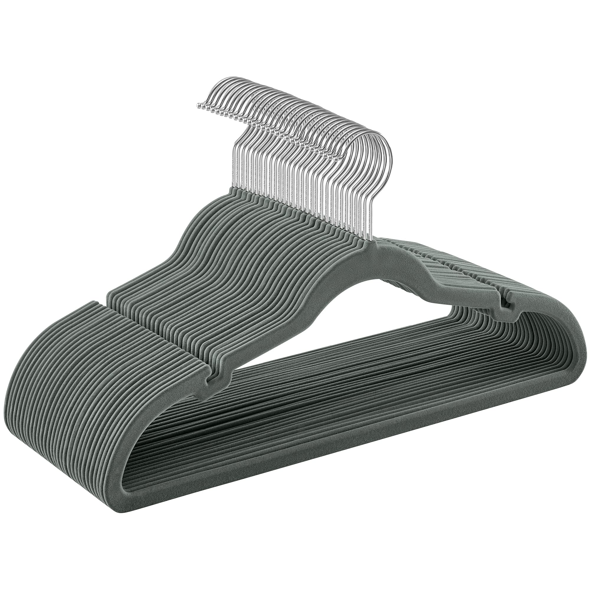 Songmics Velvet Hangers 30 Pack, Non-Slip Clothes Hangers, Suit Hangers With Shoulder Notches, Pants Bar, 360 Swivel Hook, Space