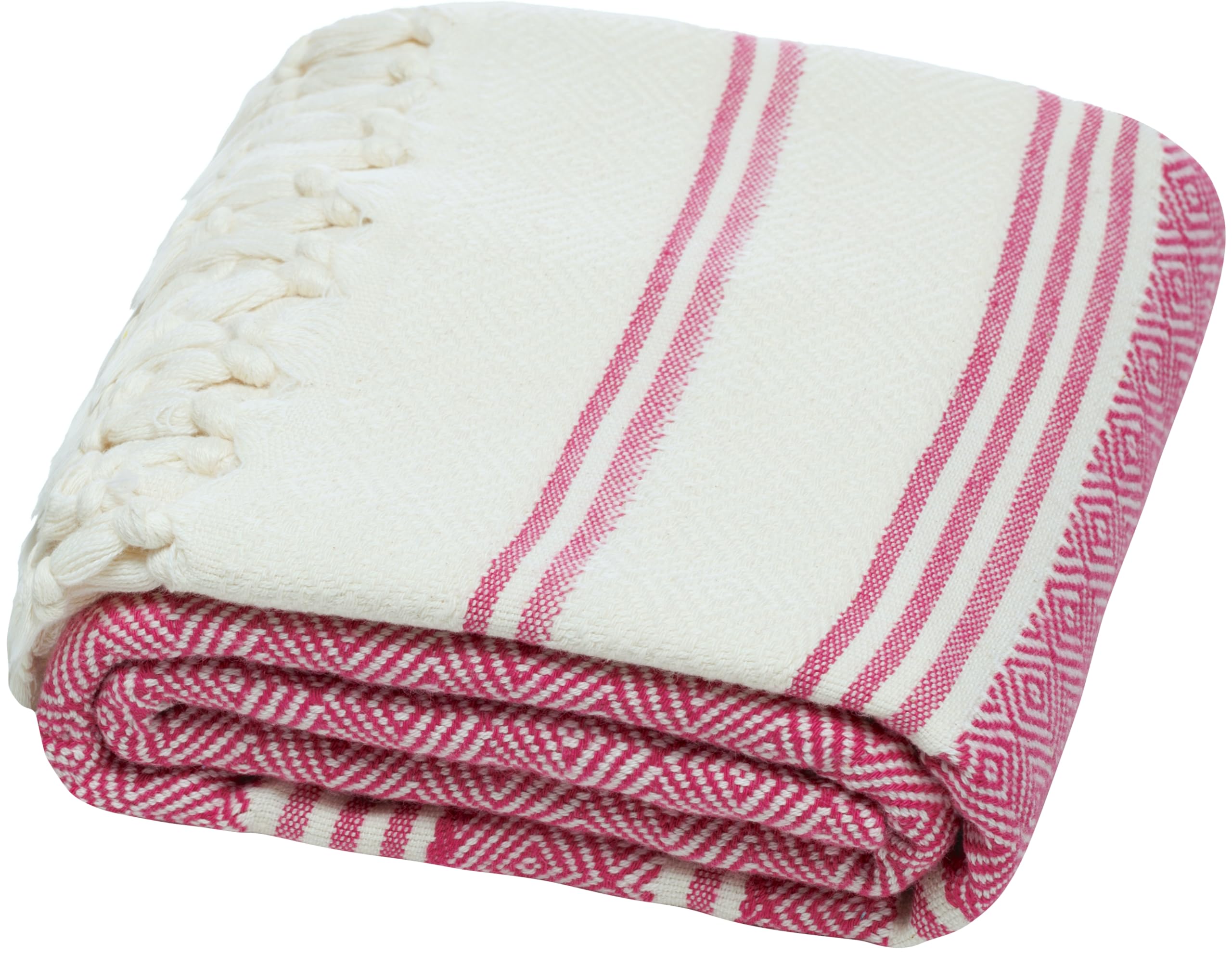 Demmex Certified Organic Turkish Cotton Beach And Bath Towel, Peshtemal Towel Blanket, Prewashed, Diamond Weave, 71X36 Inches (F
