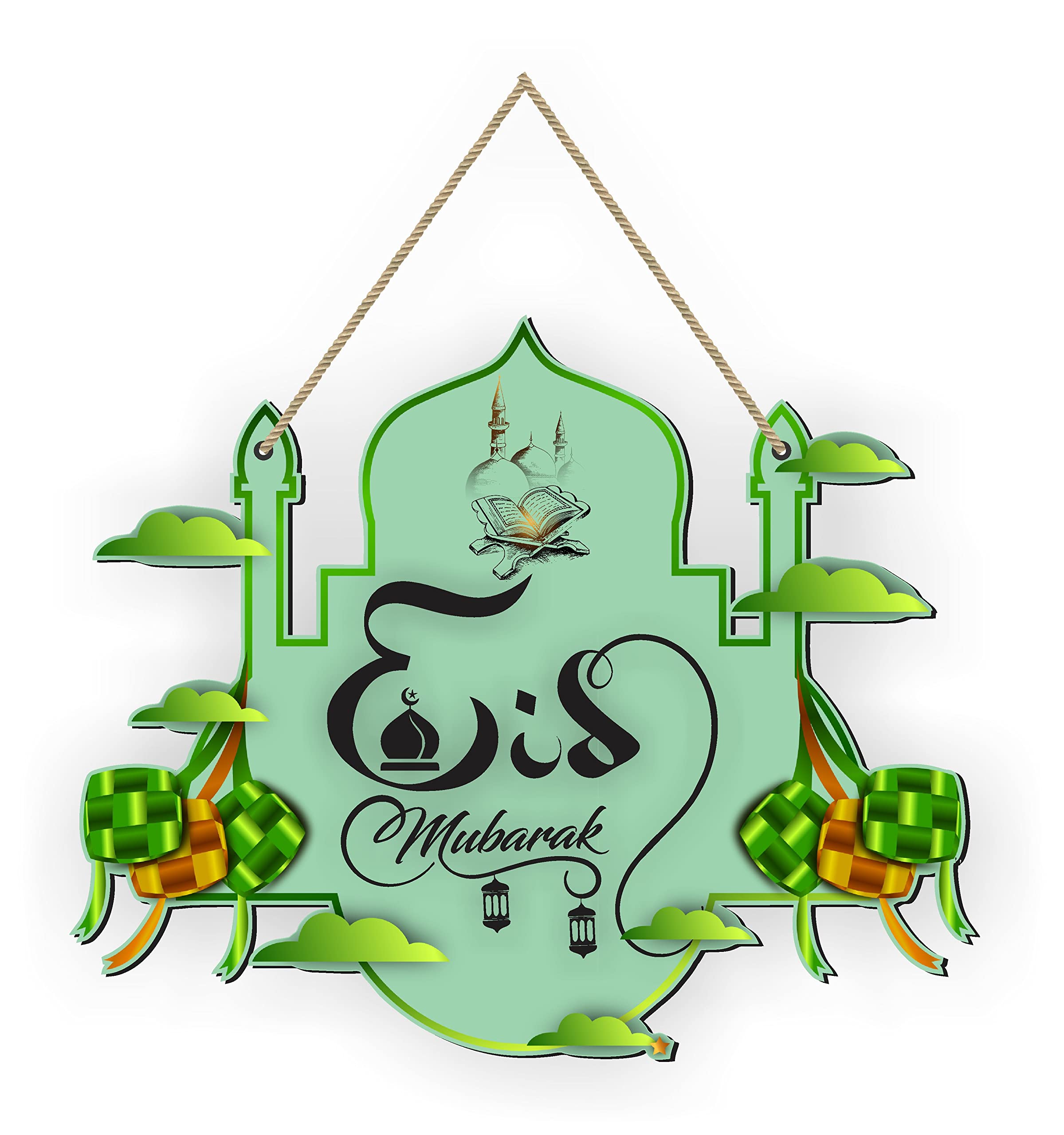 APS ART PLUS STORE Eid Mubarak Wooden Wall Hanging For Gift, Wall Hanging For Living Room Wall Decor