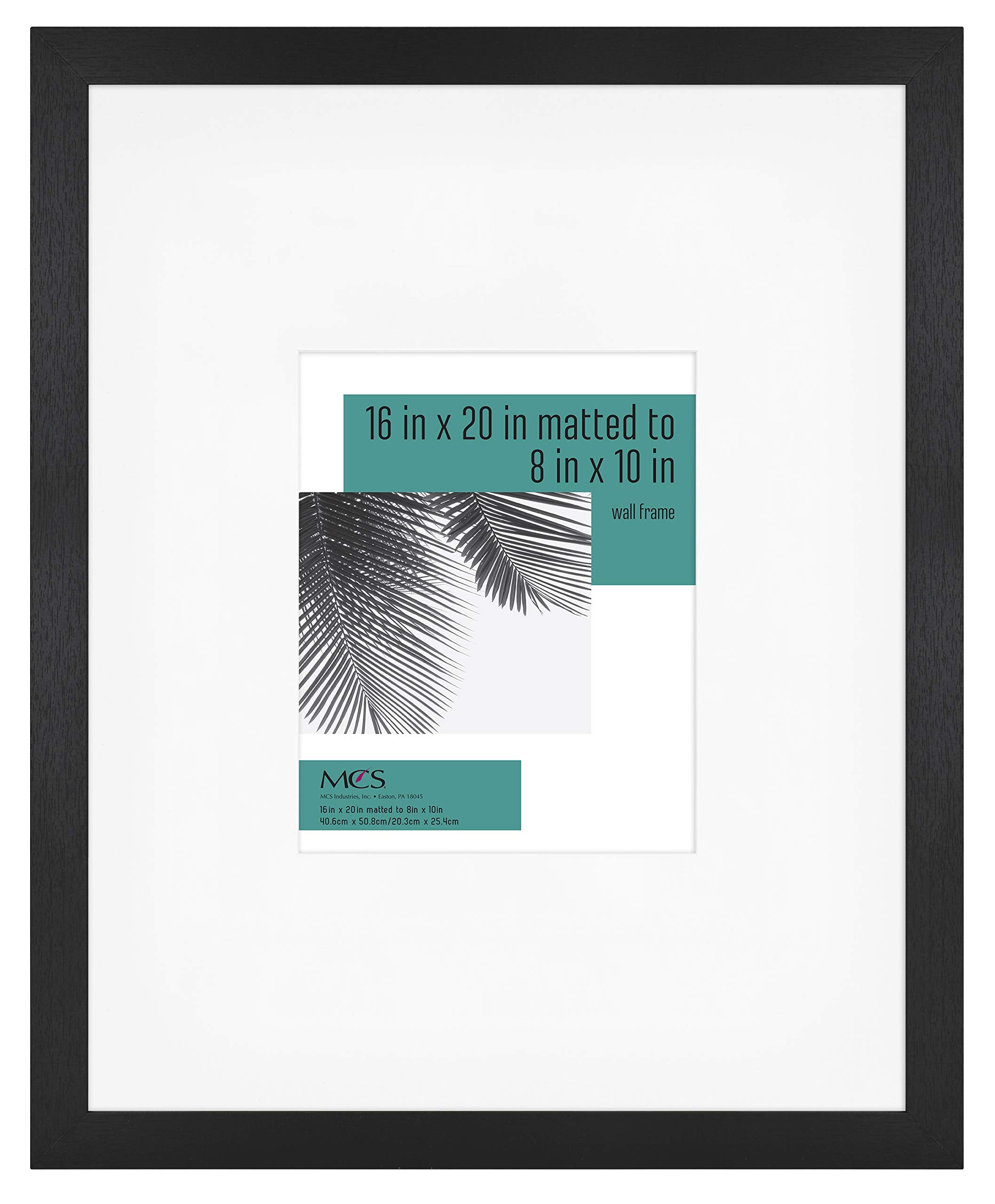 MCS Studio Gallery 16x20 in Matted to 8x10 Picture Frame Black Woodgrain, Square Photo Frame for Photos, Posters & Art Prints (1
