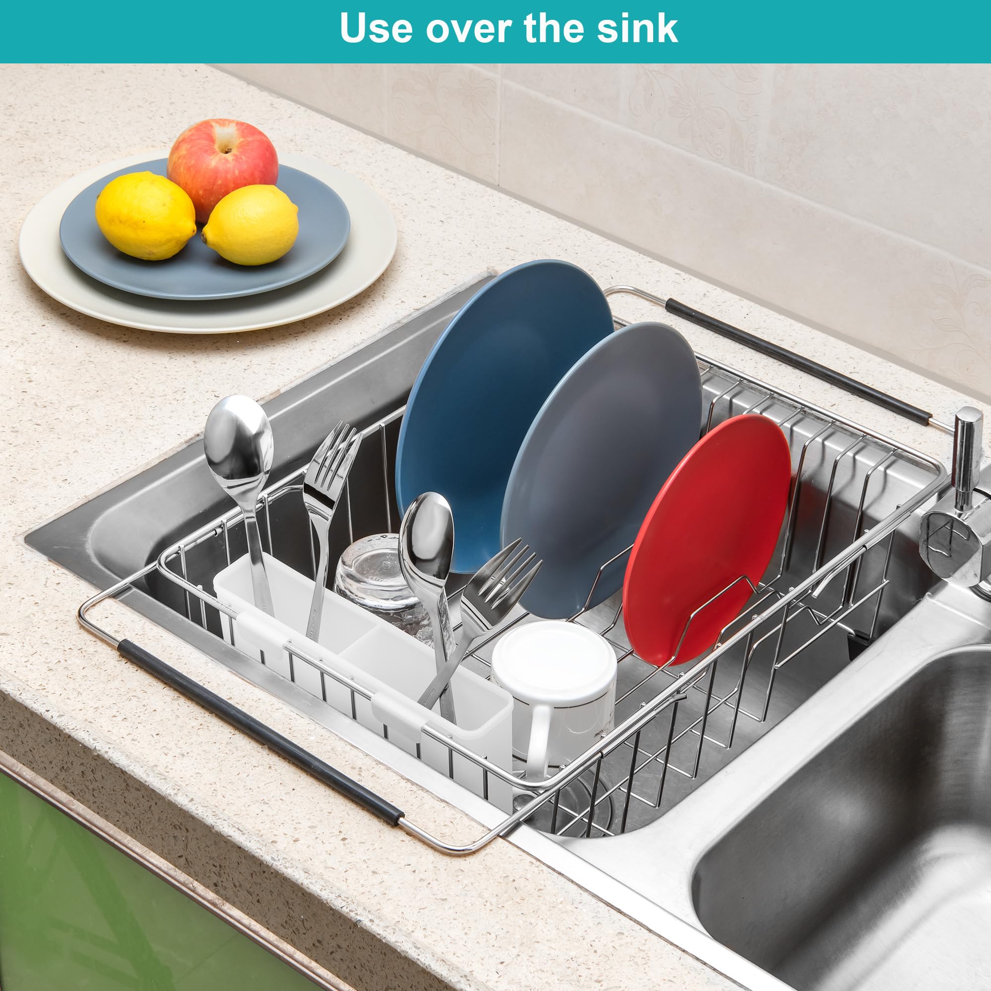 Ipegtop Expandable Multifunctional Dish Drying Rack, Over The Sink, In Sink Or On Counter Dish Drainer Rack Organizer Shelf With