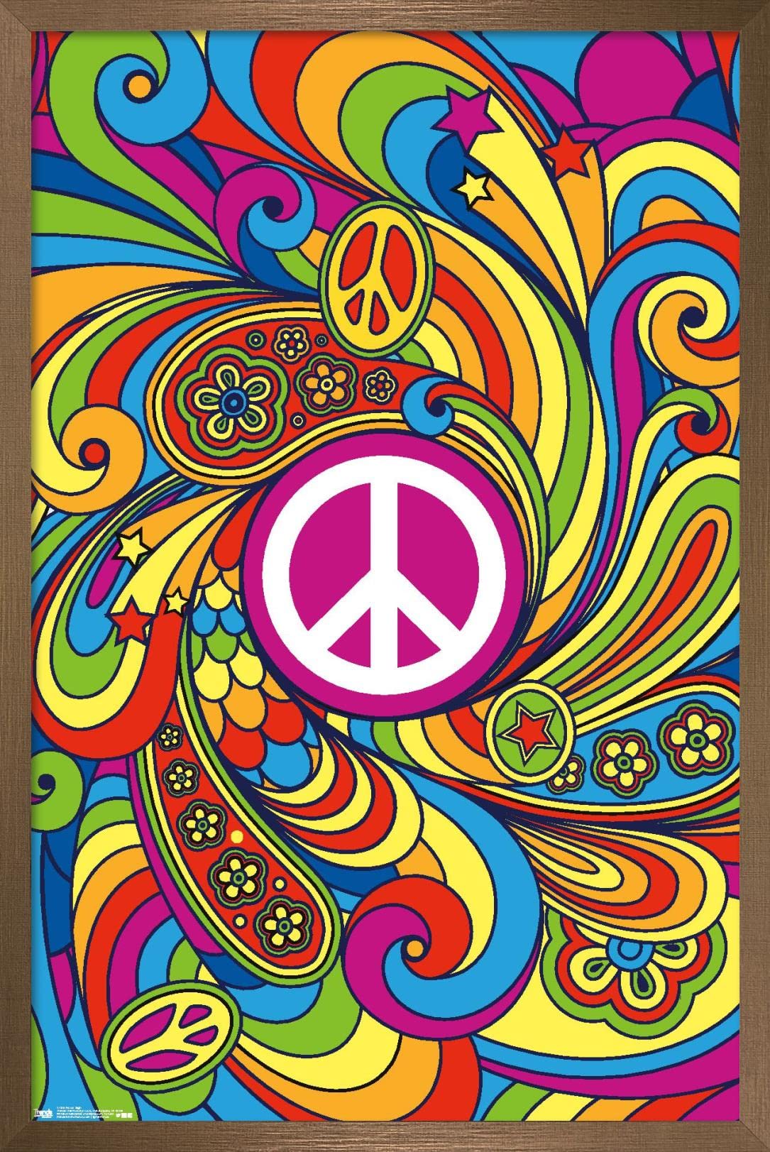 Trends International Peace Sign Wall Poster, 14.725'' X 22.375'', Bronze Framed Version