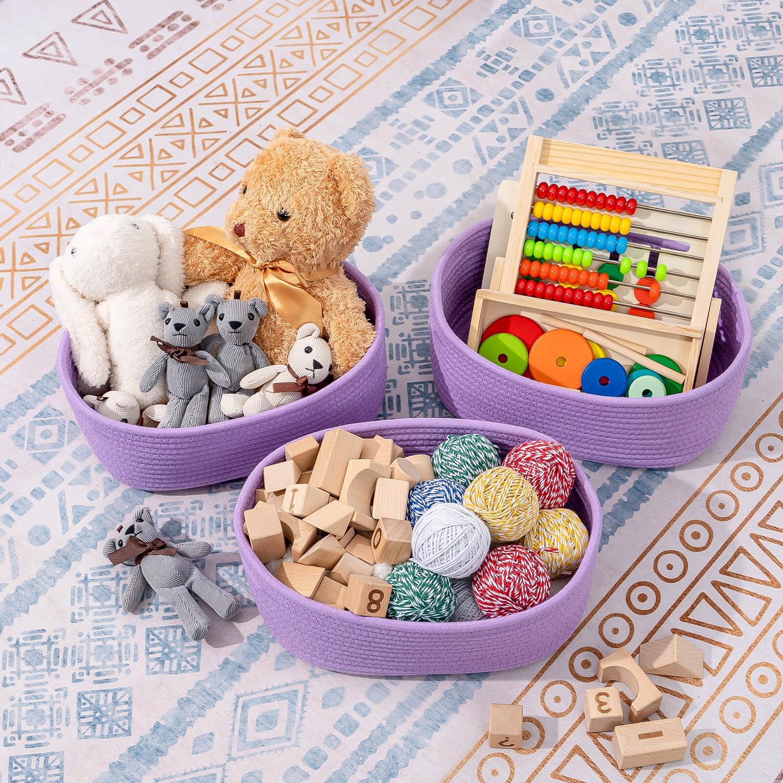 Cubesland Baby Girls Organizer Storage Basket Cubes Bins For Nursery,Small Purple Basket Organizing Cute Baskets Dog Toy Basket,