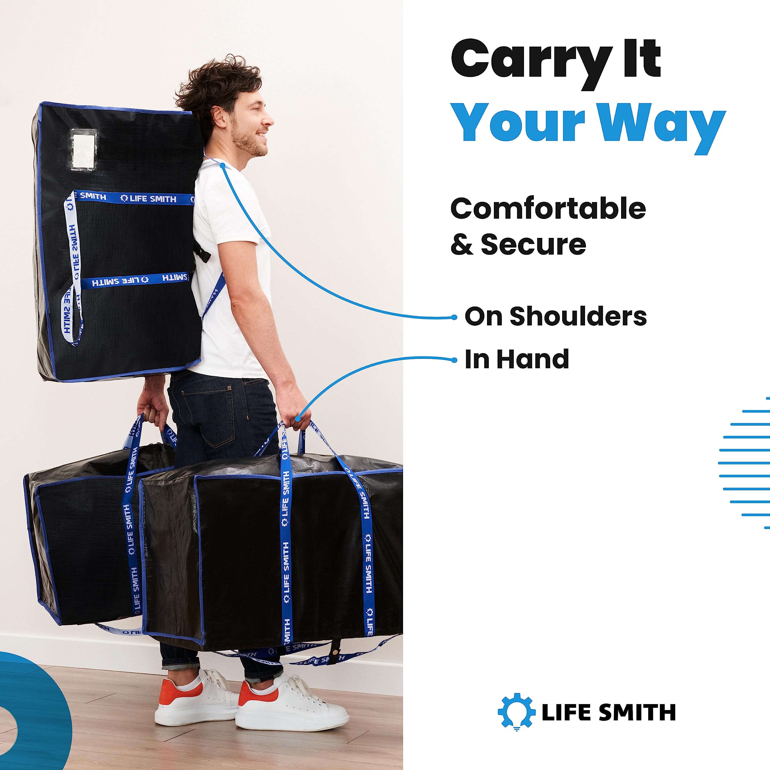 Clothing Storage Bags With Zipper - 4 Pack Of Heavy Duty Moving Bags Extra Large - Dorm Storage Moving Tote Bag - Packing Bags F