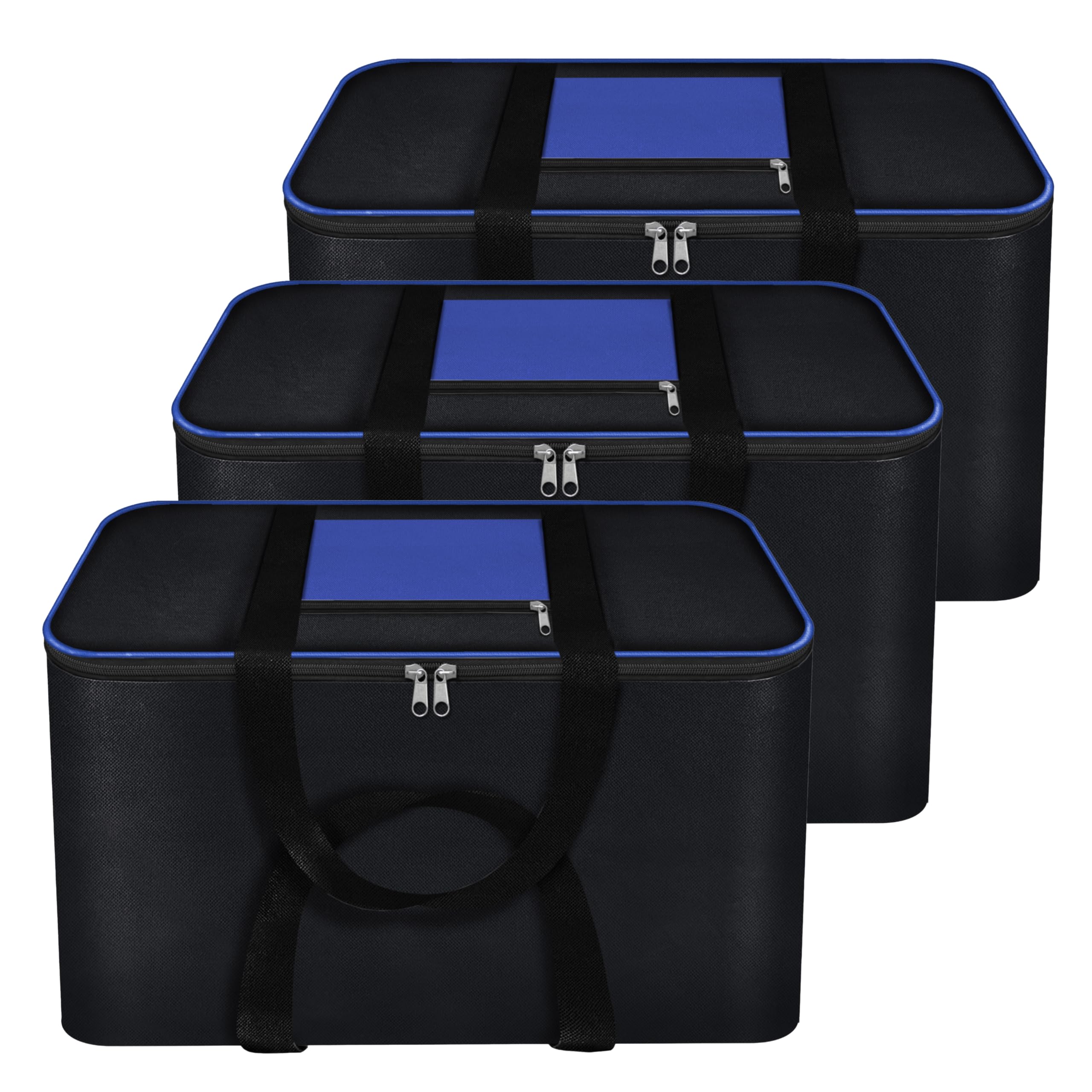 Storite 3 Pack Moisture Proof Nylon Underbed Storage Bag For Clothes Large (54X46X28 Cm, Blueblack) Rectangular