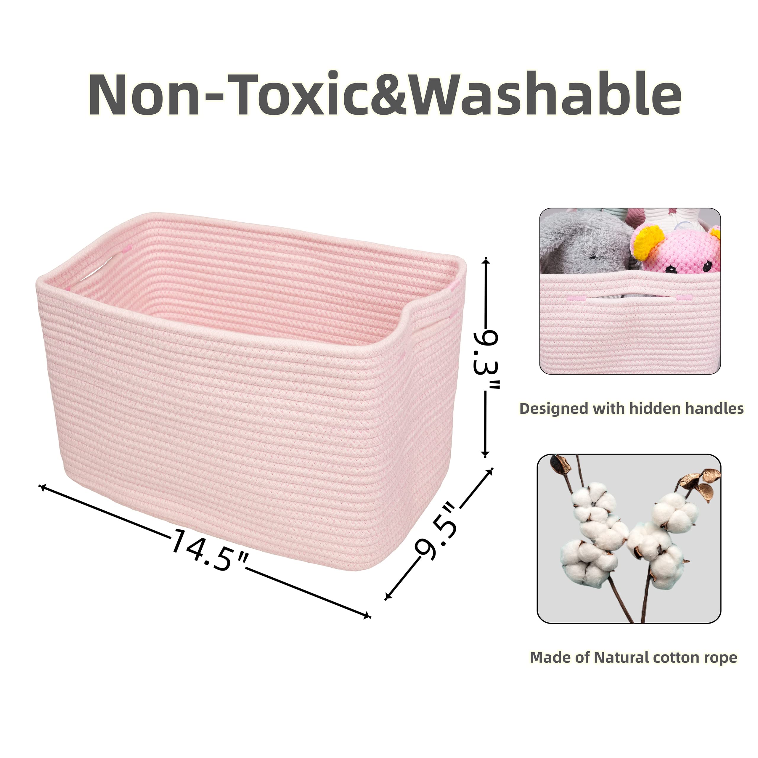 Xuanguo Cotton Rope Storage Basket Bins Woven Basket For Organizing Shelves Rectangle Decorative Baskets For Storage Clothes Toy