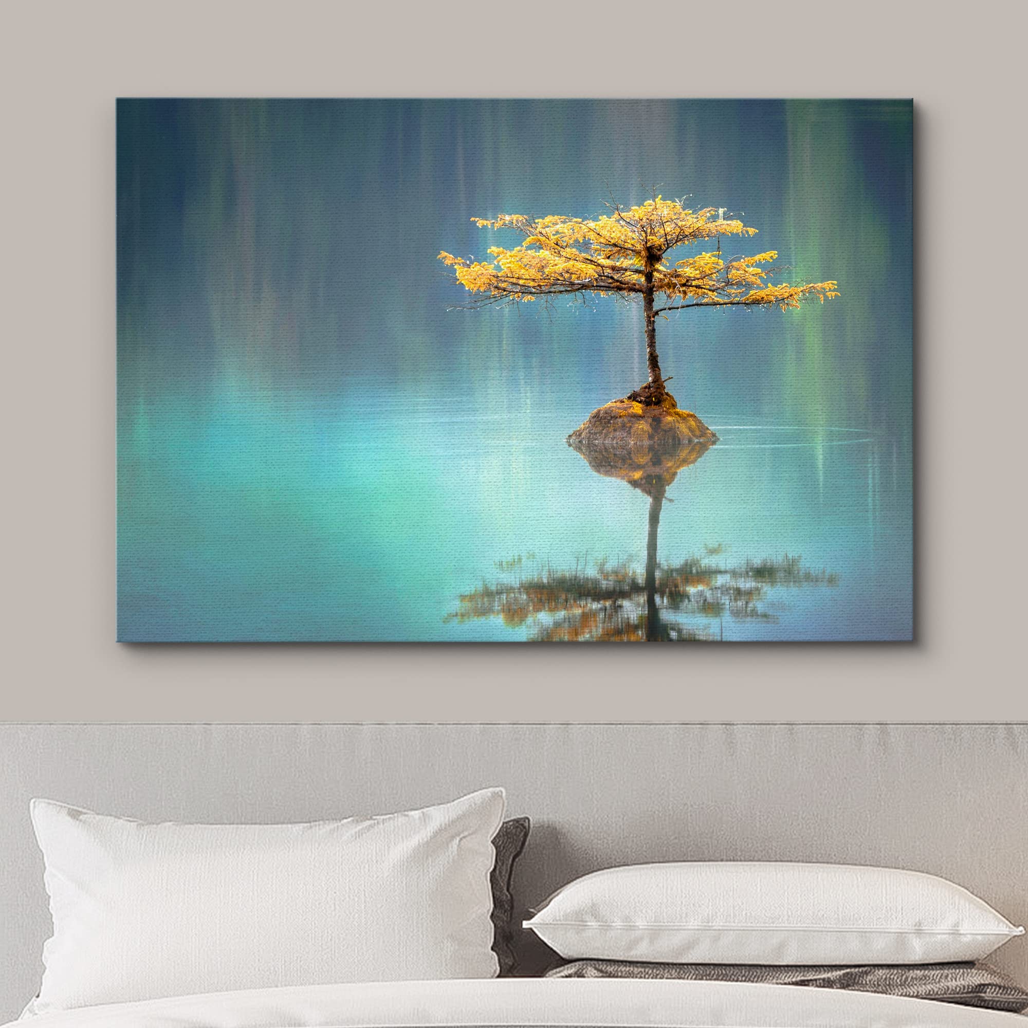 Wall26 Canvas Print Wall Art Peaceful Golden Lake At Sea With Reflection Nature Wilderness Photography Modern Art Rustic Scenic