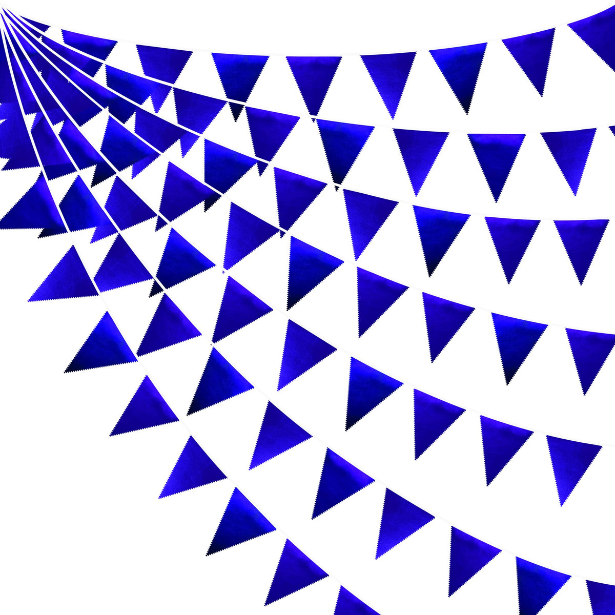 Royal Blue Party Decoration Navy Blue Triangle Pennant Banner Flag Dark Blue Metallic Fabric Bunting Garland For Graduation Wedd