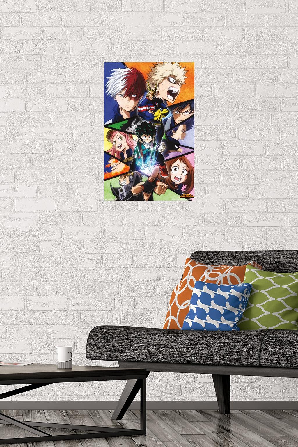 Trends International My Hero Academia-Faces Mount Wall Poster, 14.725'' X 22.375'', Premium Poster & Mount Bundle