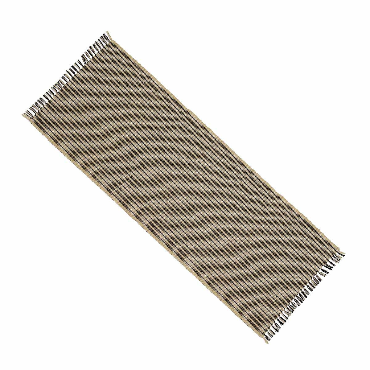 Home Collection By Raghu York Ticking Black And Nutmeg Table Runner, 14 By 36''