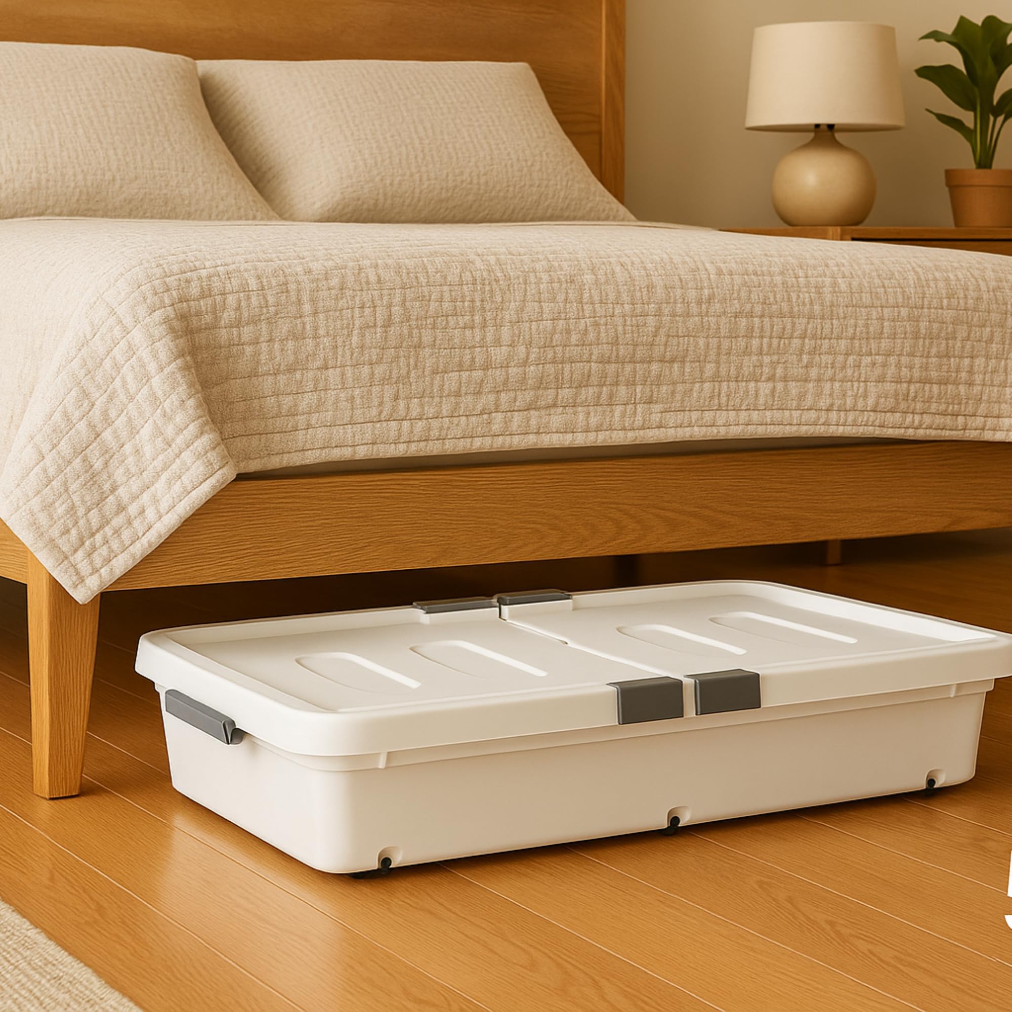 The Better Home Large Capacity Underbed Storage Box With Lid & Wheels,47L,Storage Box For Clothes,Storage Organizer,Plastic Box,