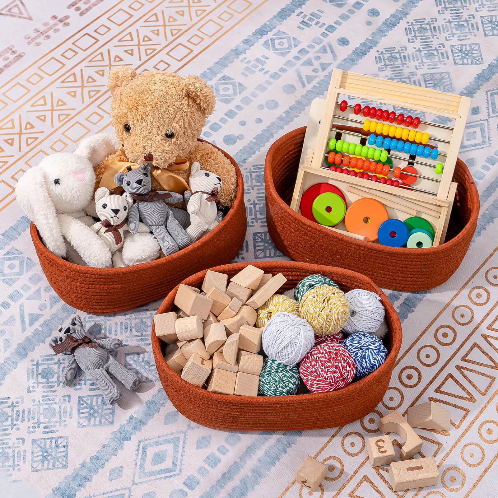 Cubesland Woven Baskets For Storage, Closet Storage Basket Bins For Shelves, Rope Baskets For Organizing, Baby Nursery Toy Organ