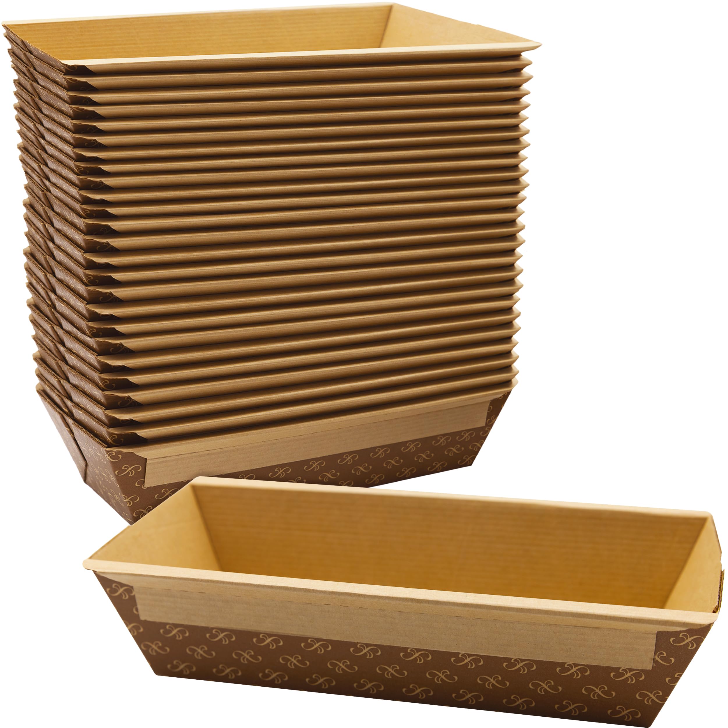 ChefGrade Elegant 1Lb Paper Loaf Pans 25 Pk. Best Disposable Bakeable Kraft Pan Supply for Baking Bread, Small Meatloaf, Lemon 