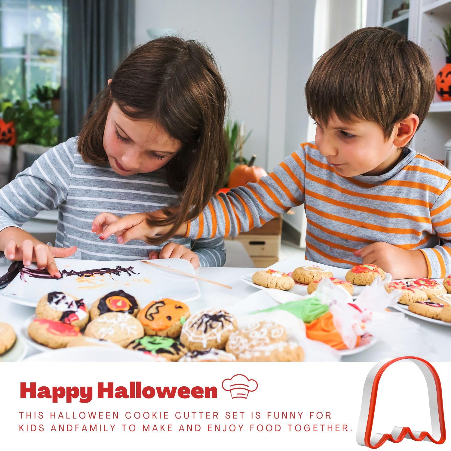 Crethinkaty 2 Pieces Halloween Ghost Cookie Cutter Set Small And Large Size With Soft Pvc Edge Halloween Cookie Cutters For Baki