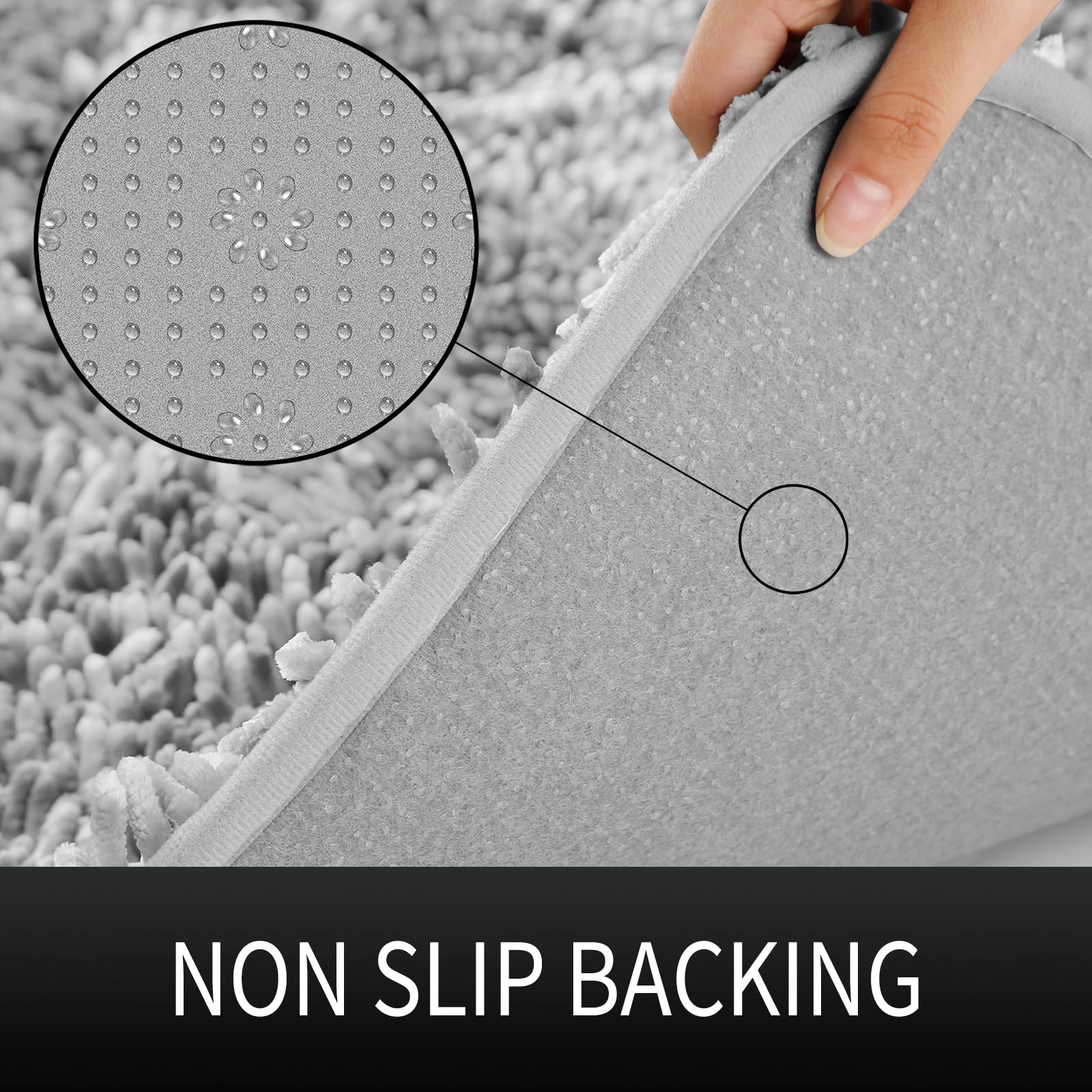 Yimobra Bathroom Rug Mat 24 X 17 Inch, Extra Soft And Absorbent Luxury Chenille Shaggy Bath Rugs Non Slip, Machine Washble Dry,