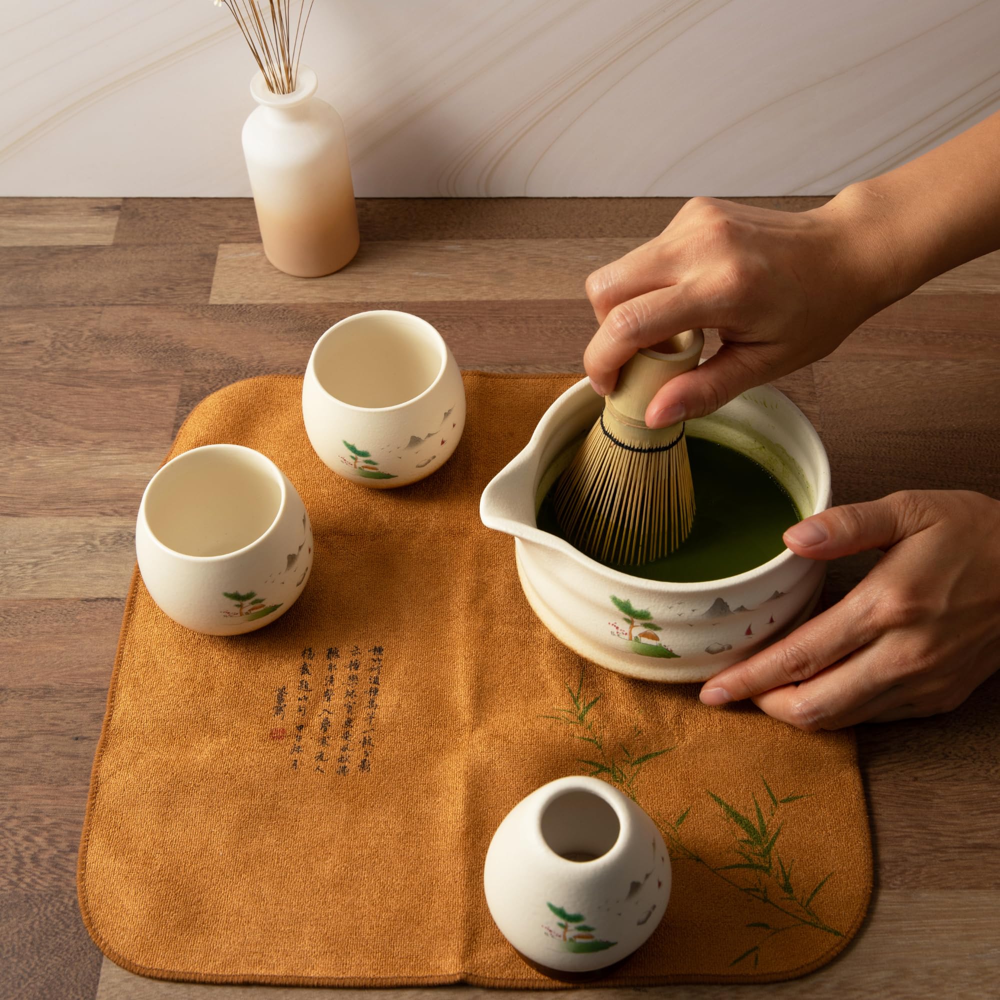 Marce Matcha Whisk Set- Matcha Set Includes Matcha Whisk And Bowl (Matcha Bowl With Spout), Matcha Sifter, Matcha Whisk Holder A