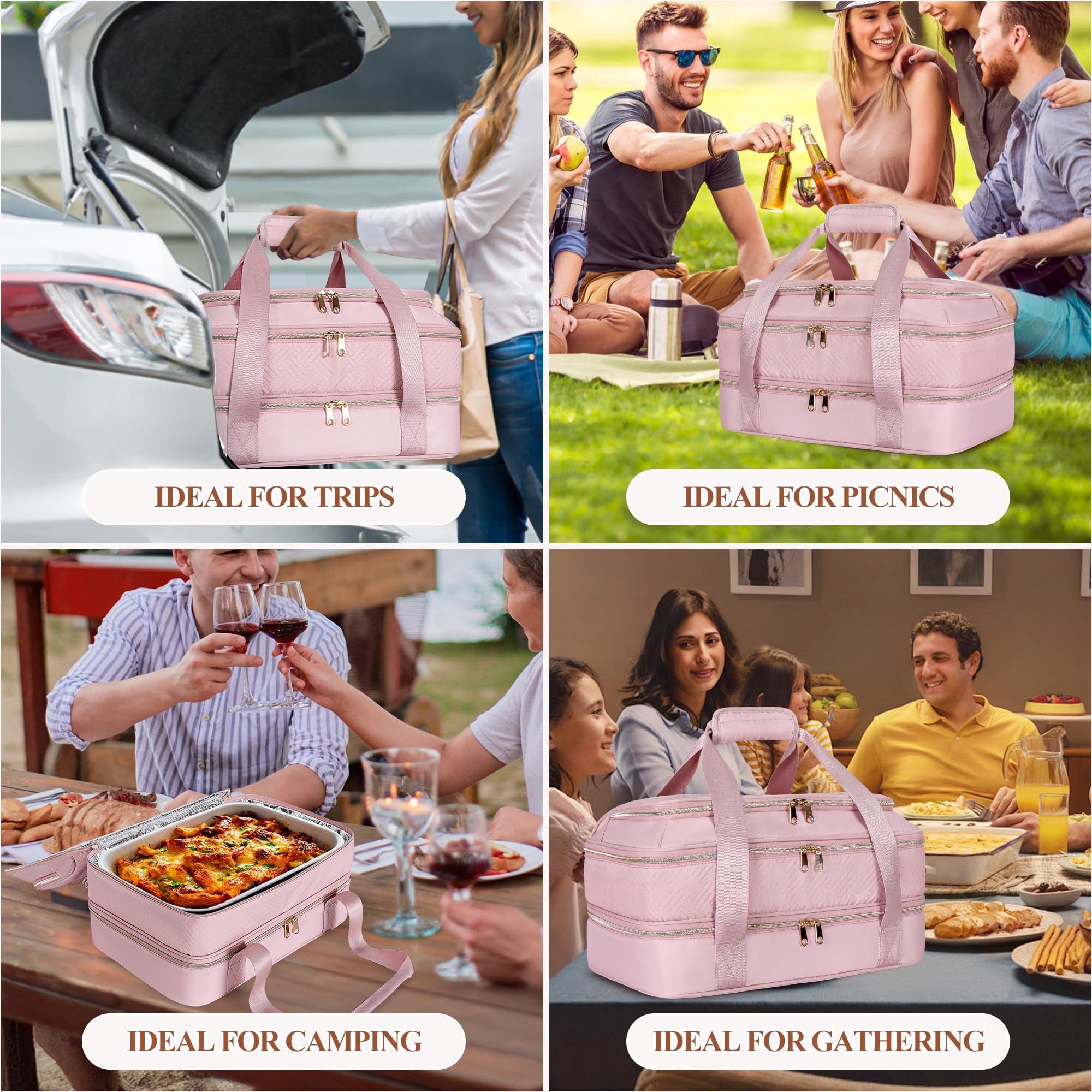 Prokva Insulated Casserole Carrier For Hot Or Cold Food, Thermal Lasagna Lugger Tote To Keep Food Warm, Double Decker Food Warme