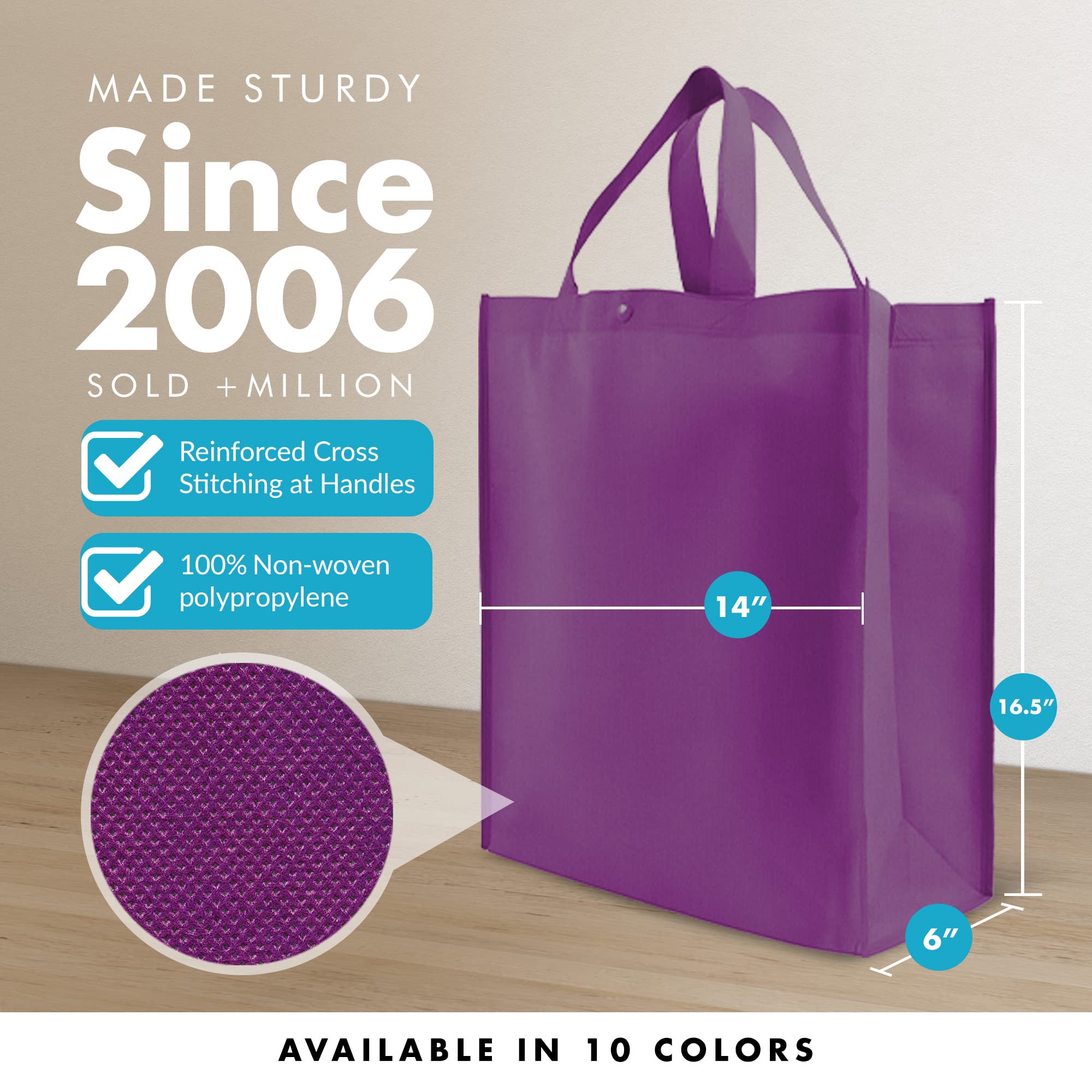 Simply Green Solutions - Reusable Grocery Bags, Durable Tote Bags, Shopping Bags For Groceries, Utility Tote, Reusable Gift Bags