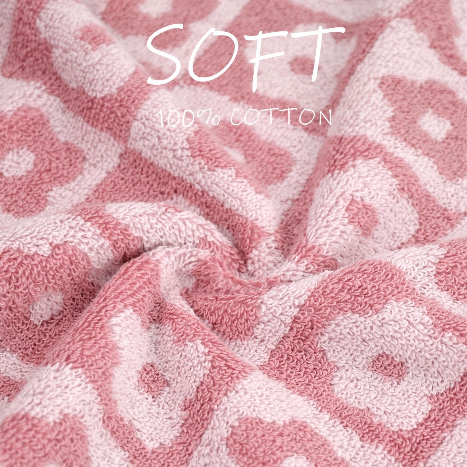 Jacquotha Cotton Hand Towels Pink Checkered Floral - Quick Drying Hand Towel Set Of 4, For Women Girls Wife, 29    X 13