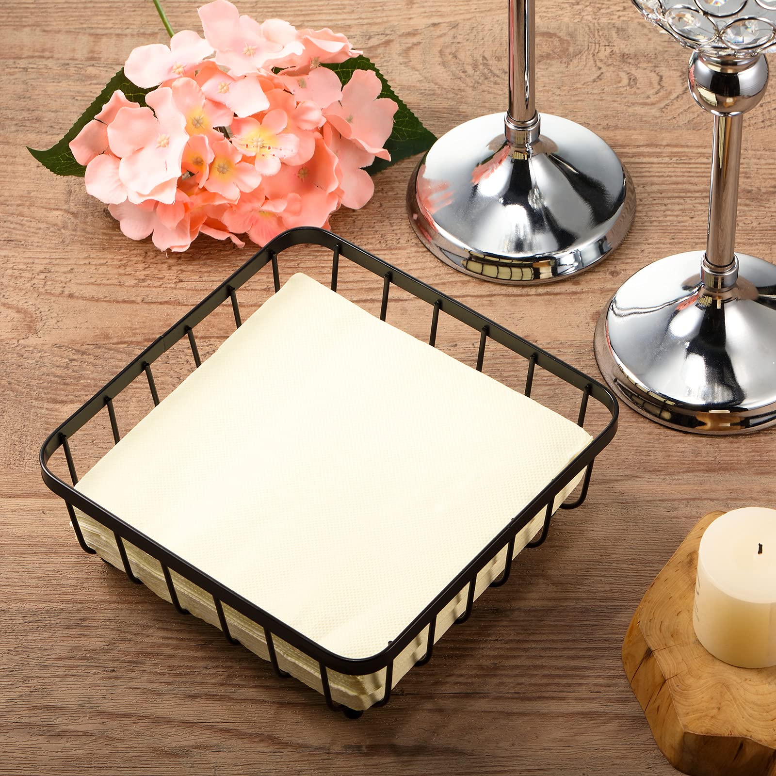 2 Pieces Napkin Holder For Table, Metal Napkin Holder For Paper Napkins, Modern Flat Napkin Holder For Kitchen Or Dining Room, S