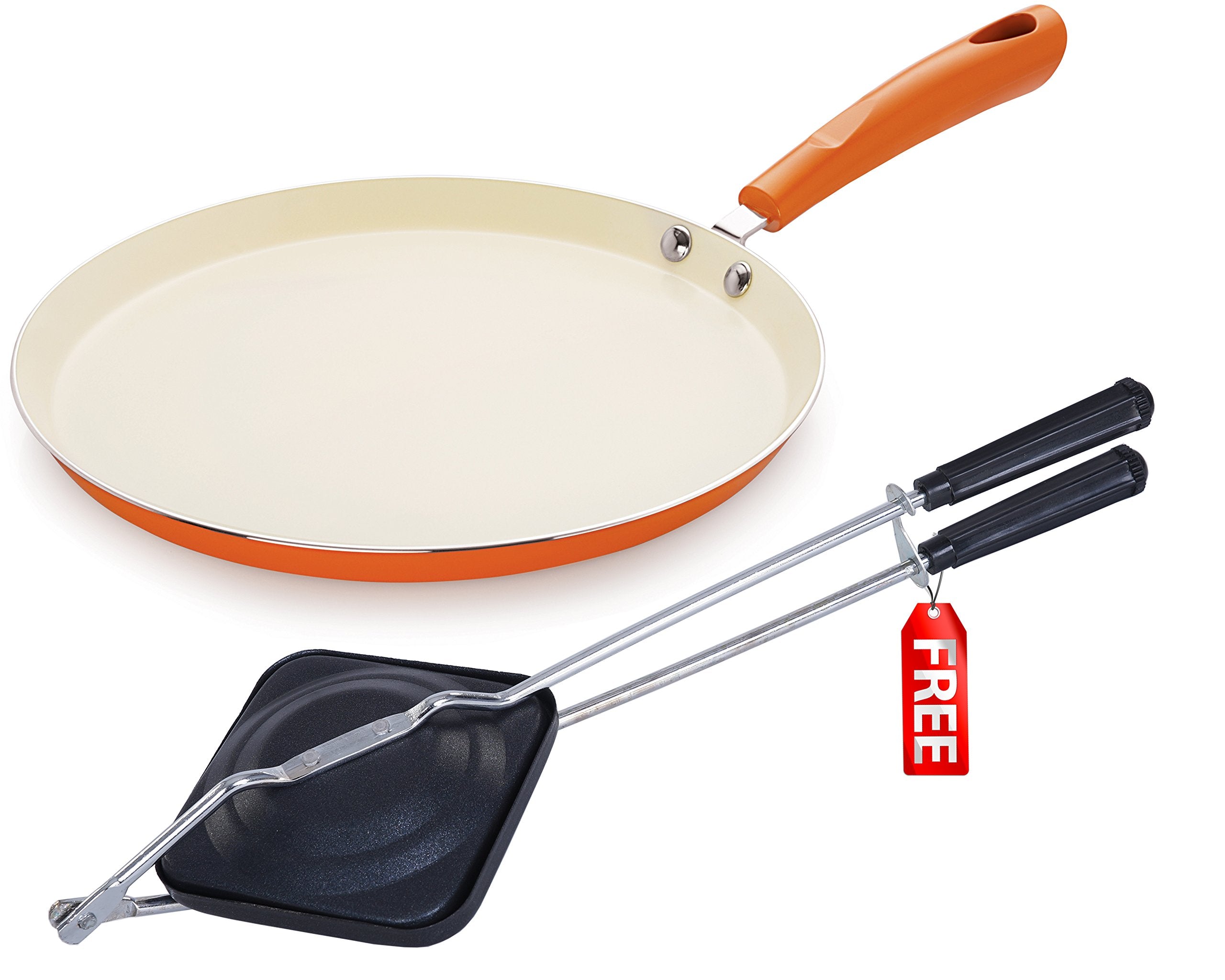 Nirlon NonStick Ceramic Cookware Set, 2Pieces, Orange (Cc_Ft26_Ht_Free)