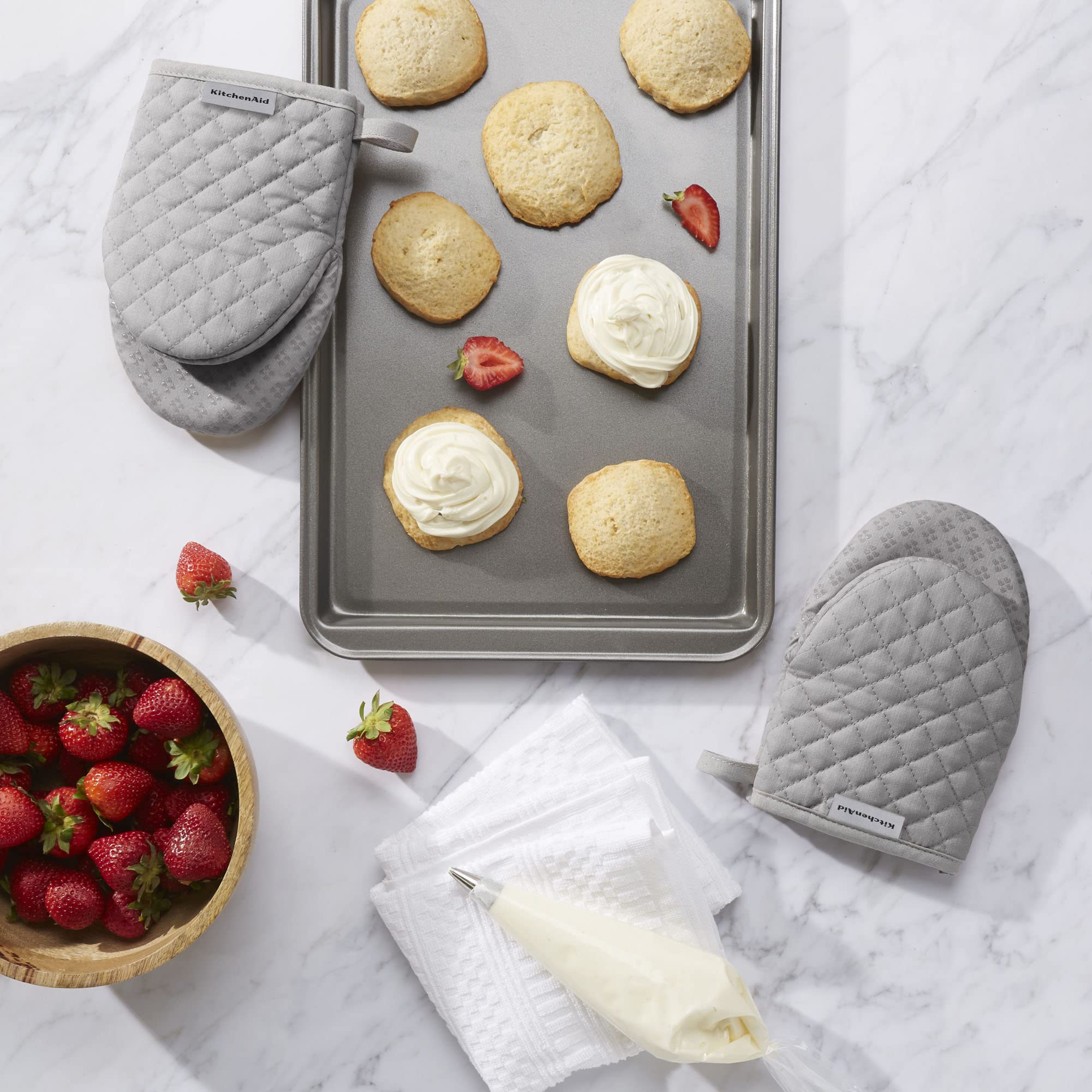 Kitchenaid Asteroid Mini Oven Mitt, 5.5''X8'', Grey 2 Count