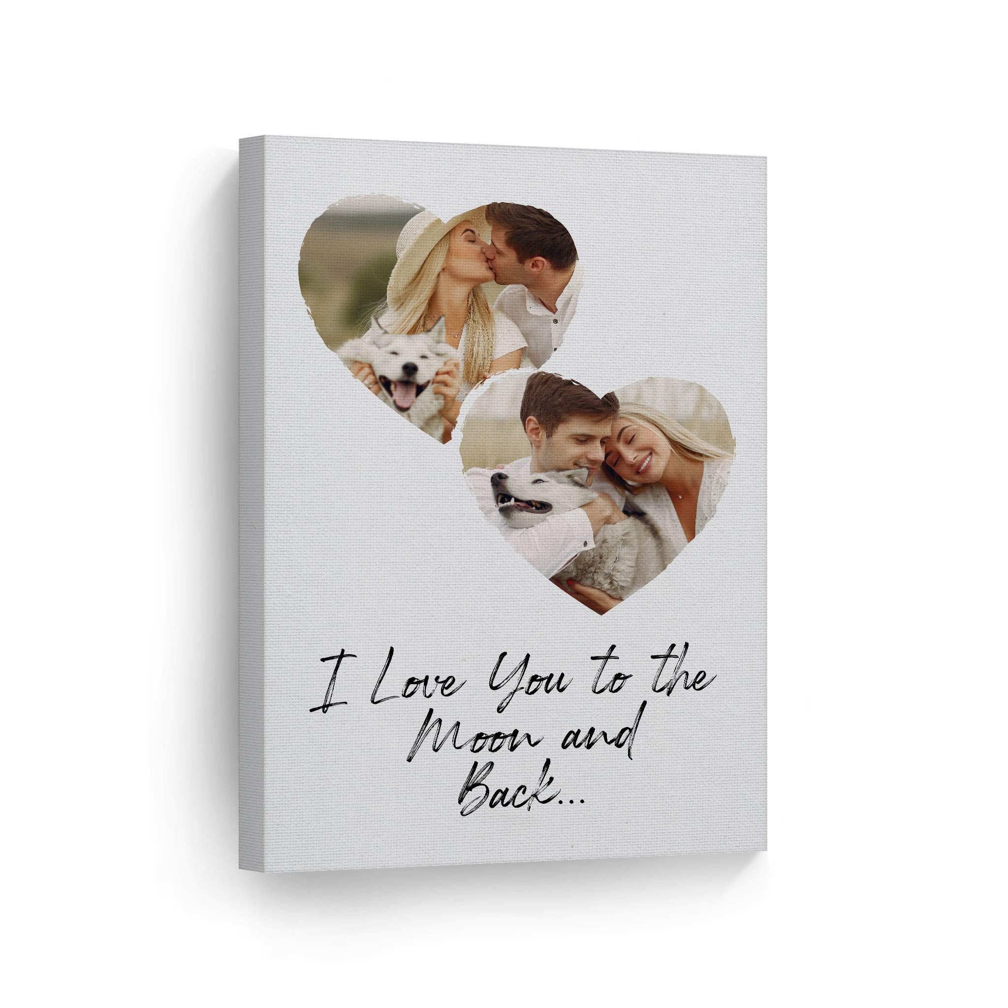 Smile Art Design Custom Photo Print Canvas Print With Your Photos Personalized Photo Upload 2 Images Collage Picture Heart Shape