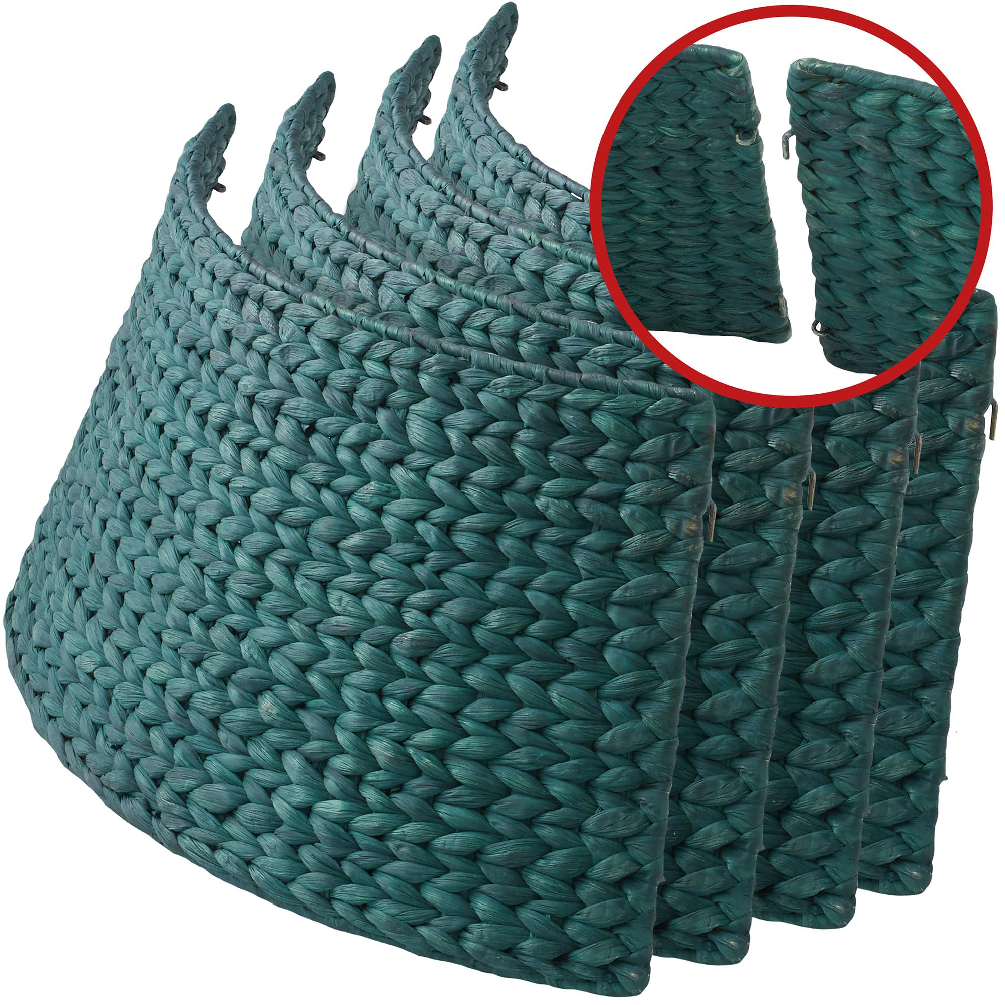 Casafield 42-Inch Christmas Tree Collar, Woven Water Hyacinth Tree Base Cover with Cord Cut Out, Green