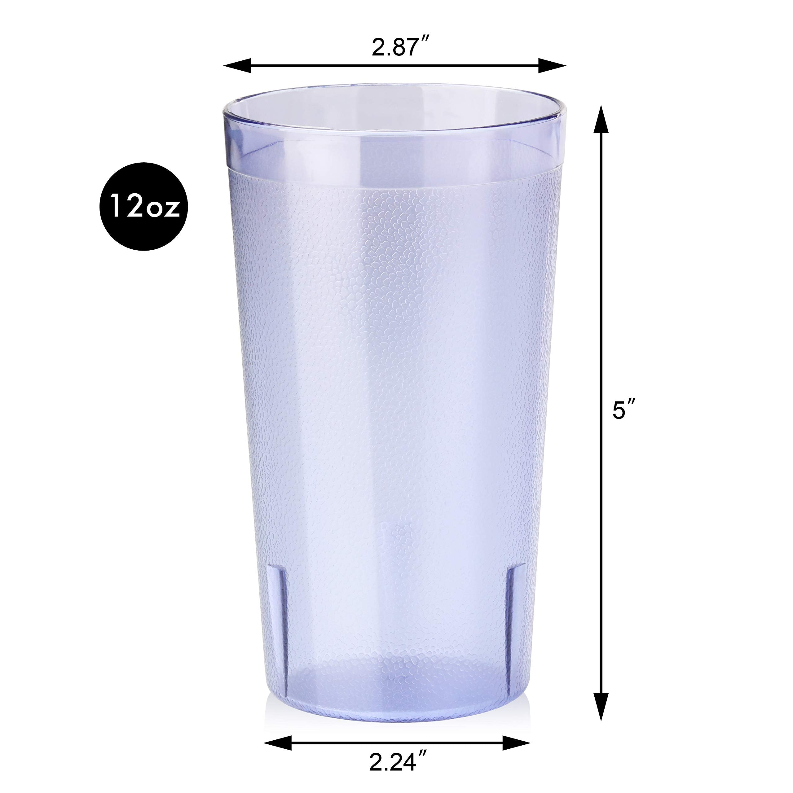 New Star Foodservice 46281 Tumbler Beverage Cup, Stackable Cups, Break-Resistant Commercial San Plastic, 12 Oz, Blue, Set Of 12