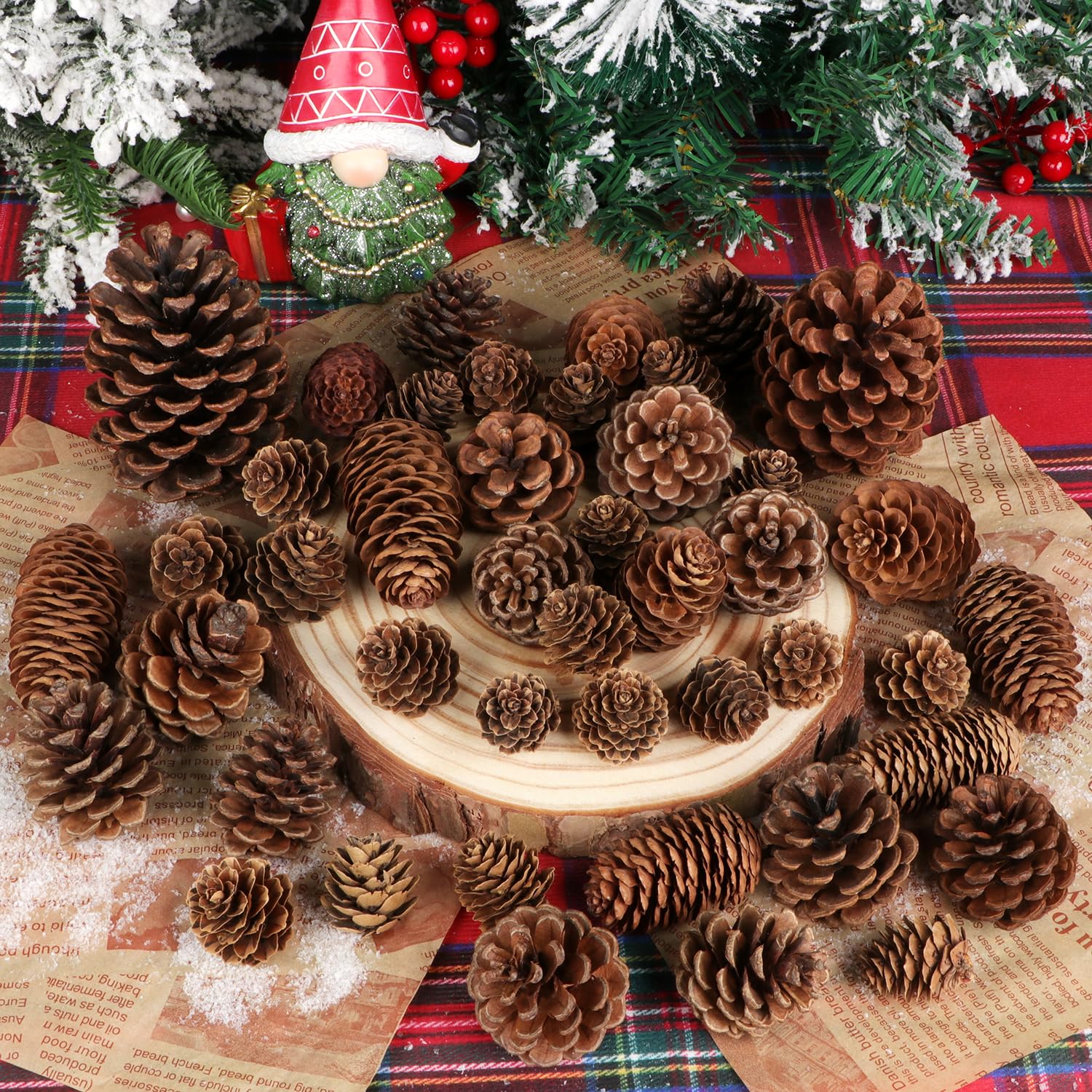 Jangostor 60 Pine Cones Decorations - Natural Bulk Package, Large Medium & Mini Sizes - Rustic Pine Cone Ornaments for Table, Ch