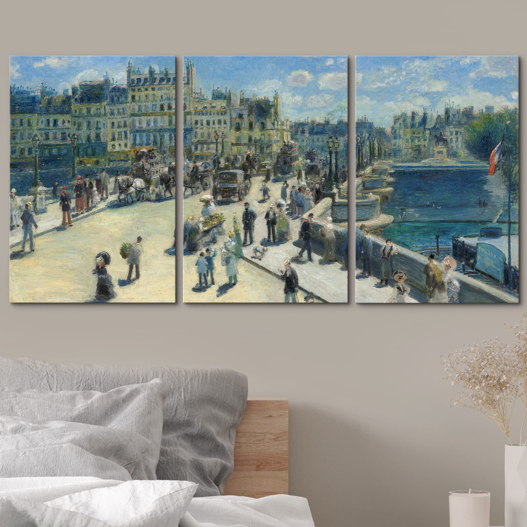 Wall26 Framed Wall Art Print Set Pont Neuf, Paris By Pierre Auguste Renoir Historic Cultural Illustrations Fine Art Chic Scenic