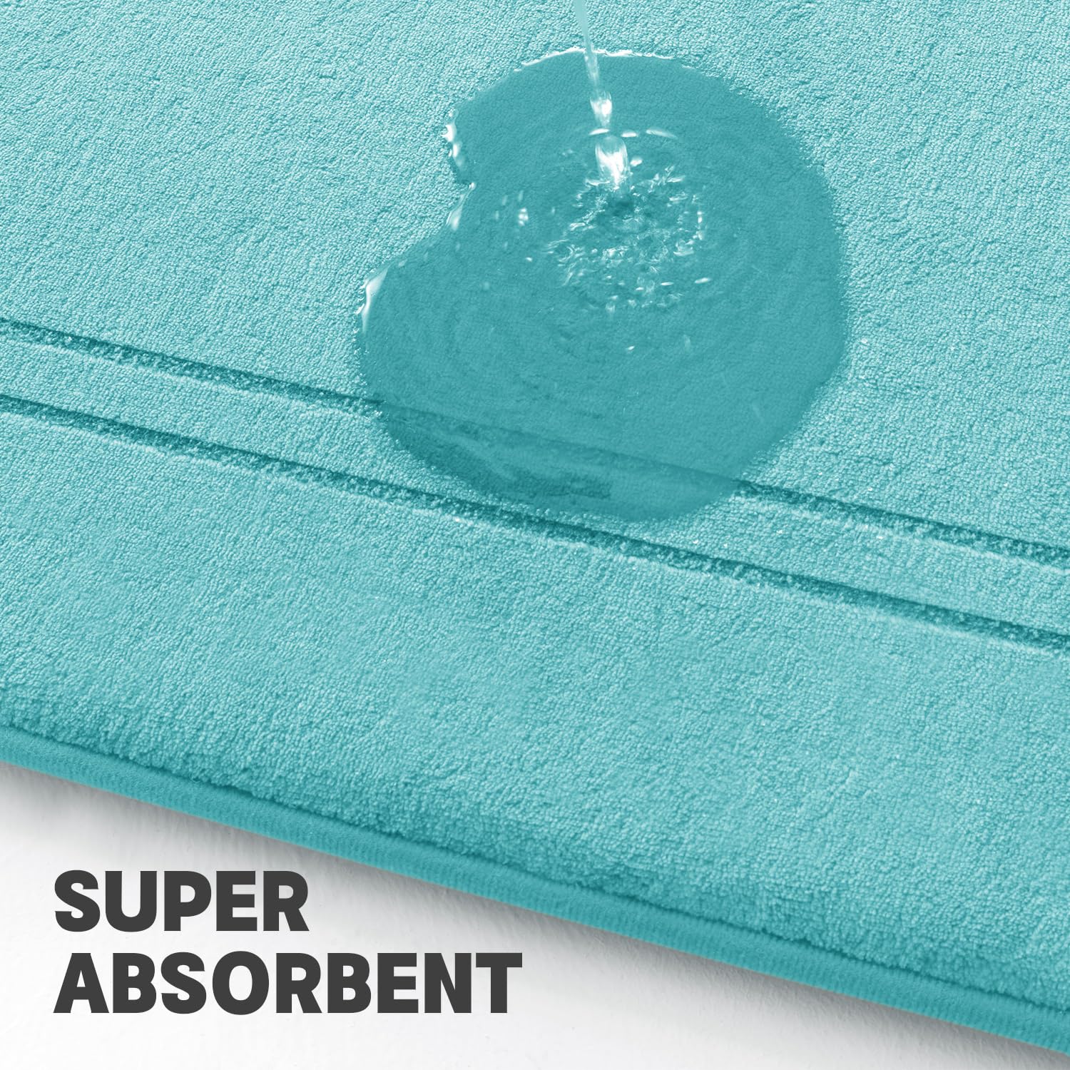 Yihouse Teal Memory Foam Bathroom Rug Set 5 Piece, Absorbent Bathroom Mat Set, Non Slip Bath Mats For Bathroom, Washable & Dry Q