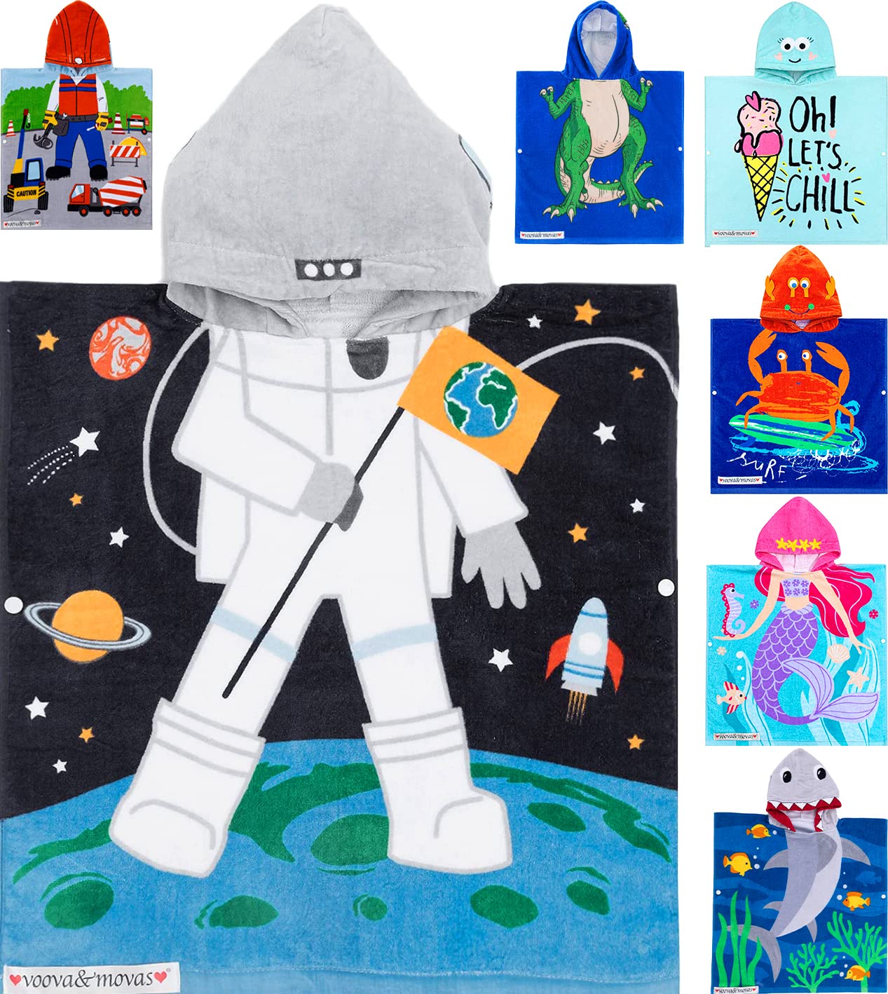 Toddler Beach Towels With Hood, Oversized (2-4Years,22X22) Made From 100% Soft Cotton,Absorbent Hooded Poncho Towel For Baby Boy