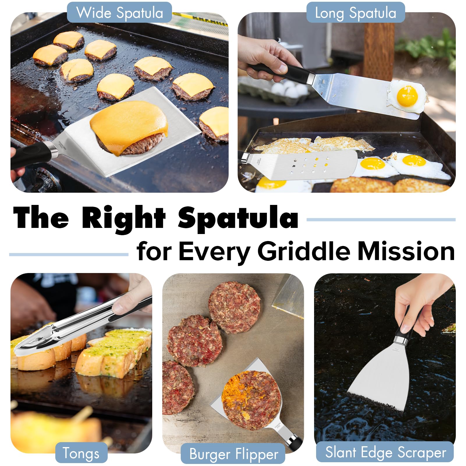 Pontual 31PCS Griddle Accessories Kit for Blackstone, Flat Top Hibachi Grill Spatula Set with 2 Melting Domes, Burger Press, Pat