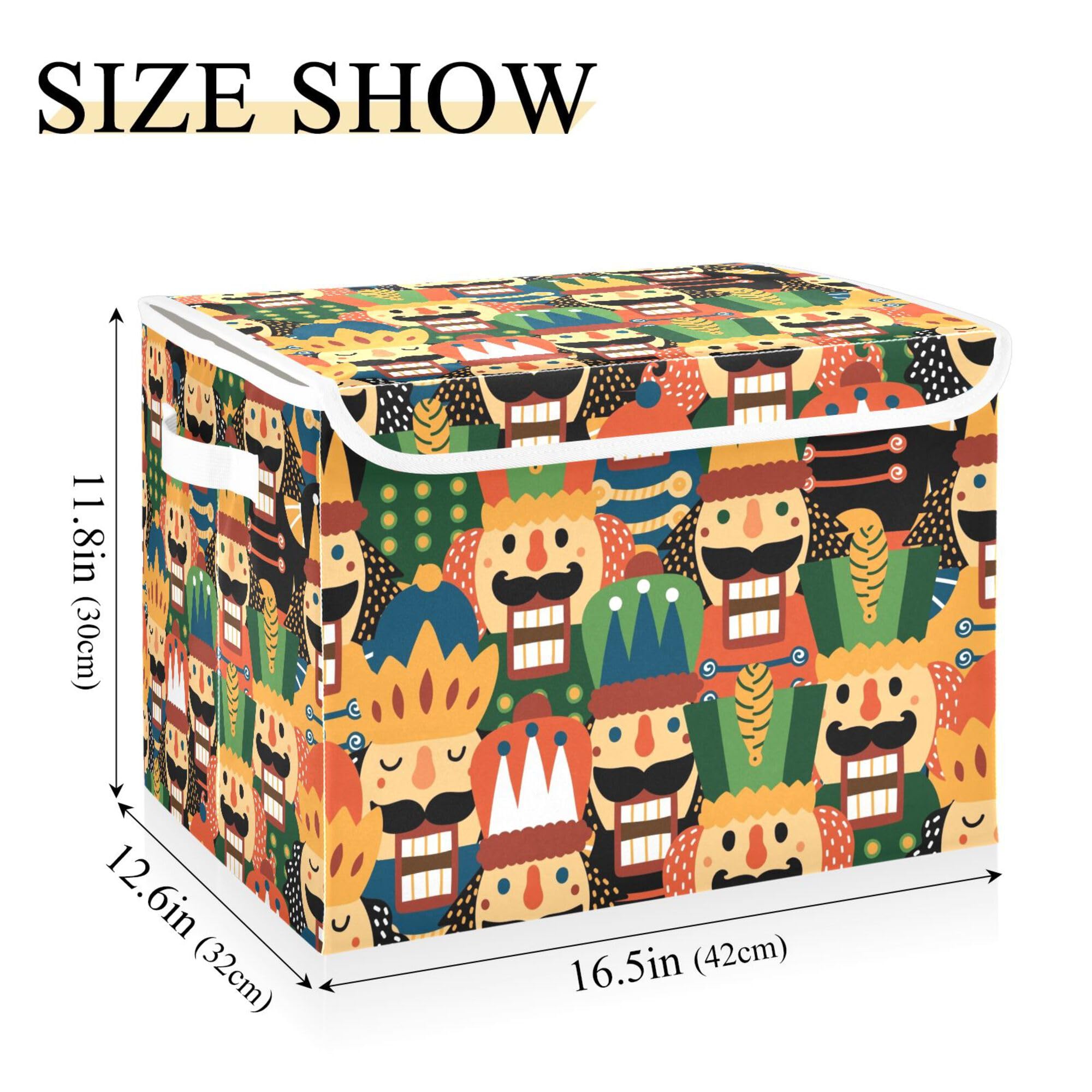 Xigua Nutcracker Christmas Storage Bins With Lids And Carrying Handle,Foldable Storage Boxes Organizer Containers Baskets Cube W