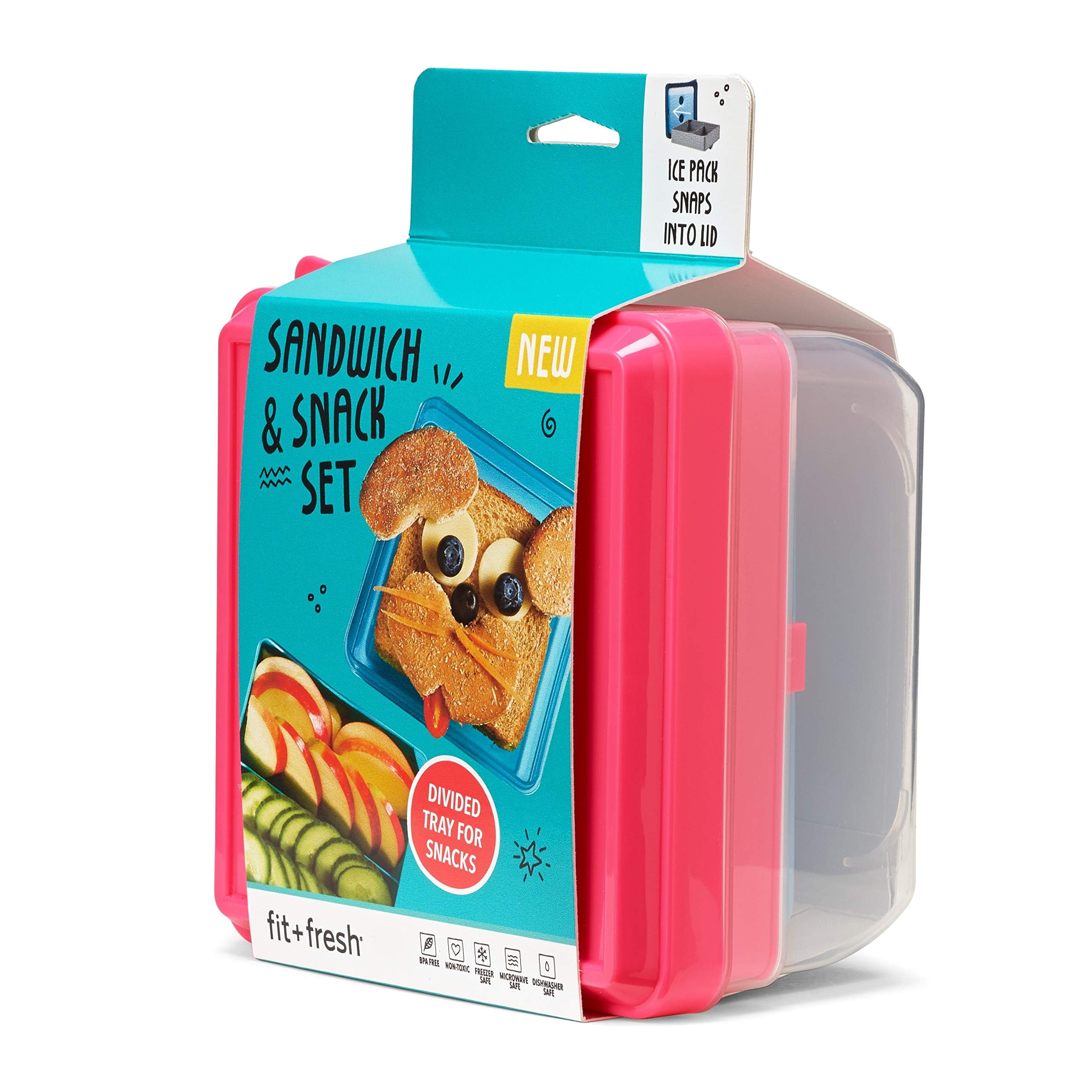 Fit & Fresh Divided Carrier With Removable Ice Lunch Pack, 5.75'' X 6'' X 3.625'', Colors May Vary
