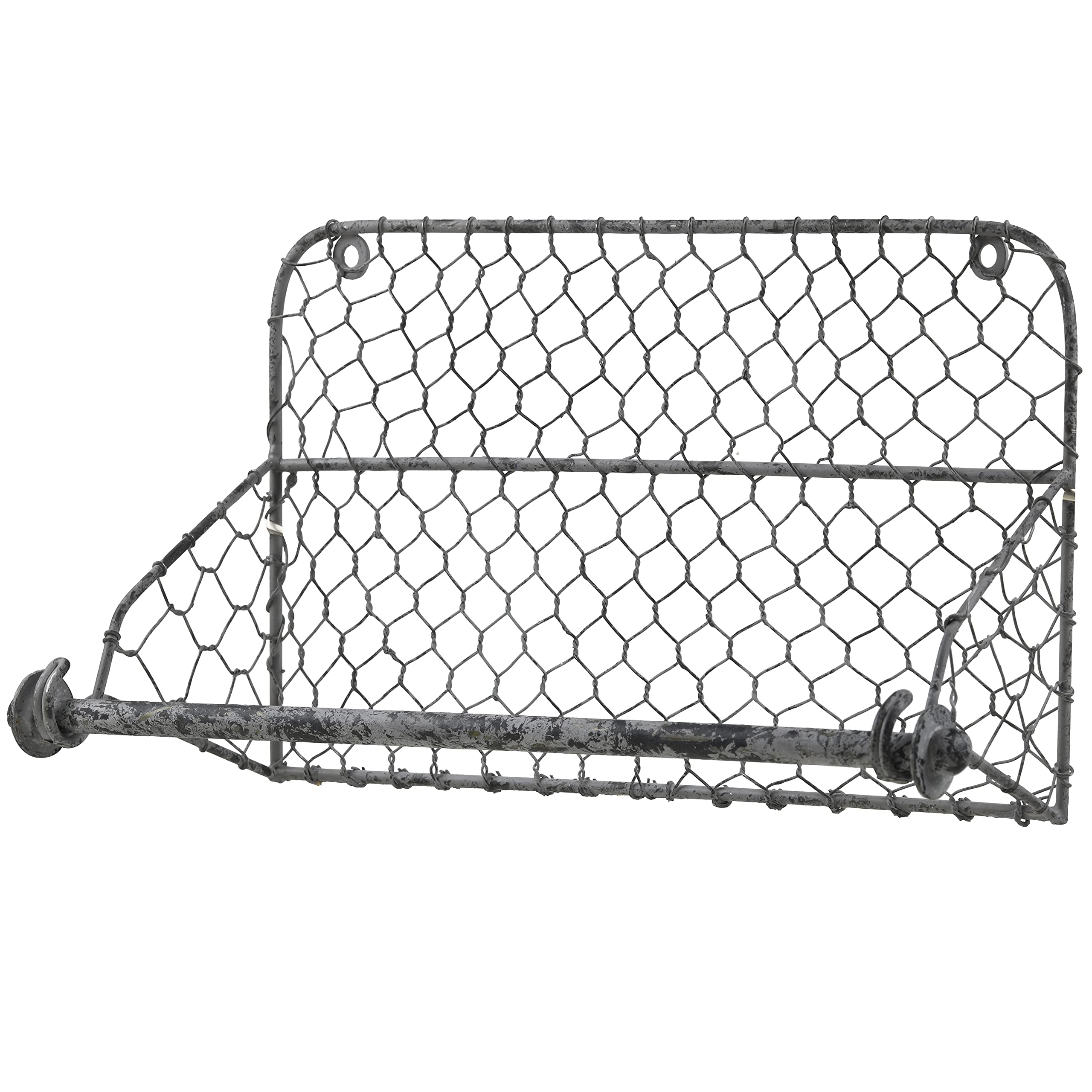 Tribello Farmhouse Wall Paper Towel Holder Chicken Wire Wall Decor Galvanized Metal Finish