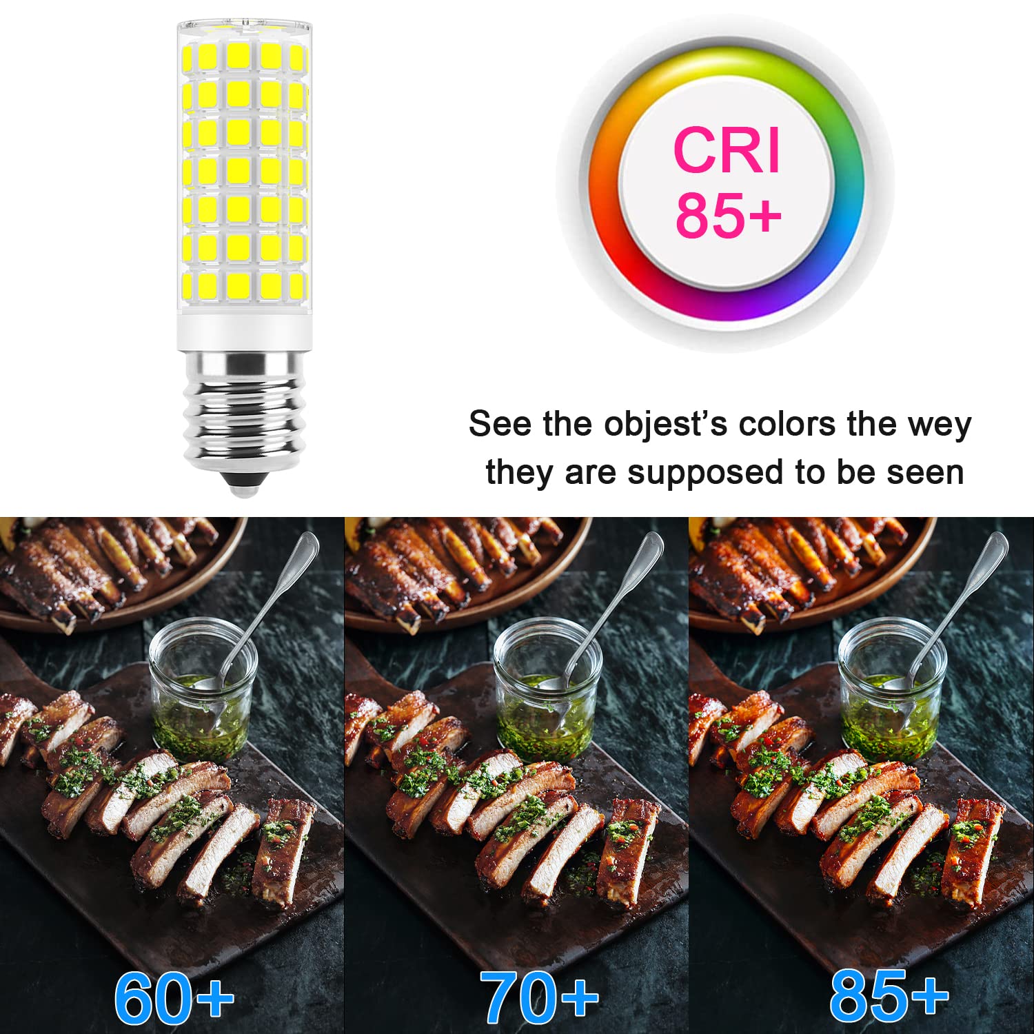 E17 Led Bulb Dimmable, 7W Microwave Over Stove Bulb, 120V 60W Incandescent Equivalent, Daylight White 6000K, Fit For Whirlpool M