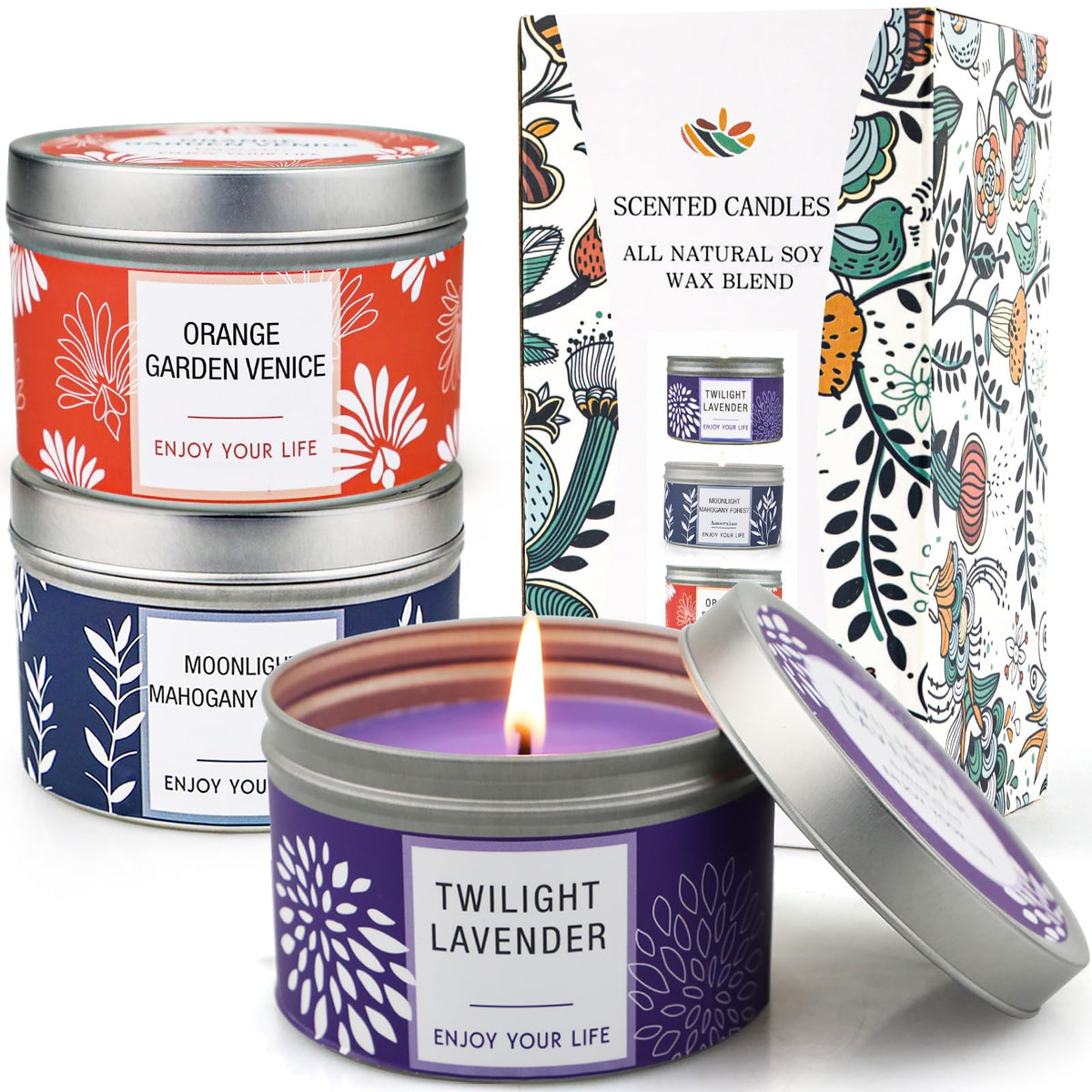 Scented Candles Clearance, 3 Pack Candles for Home Scented, 100 Hour Long Lasting Soy Candles, Valentines Day Candles Gifts for