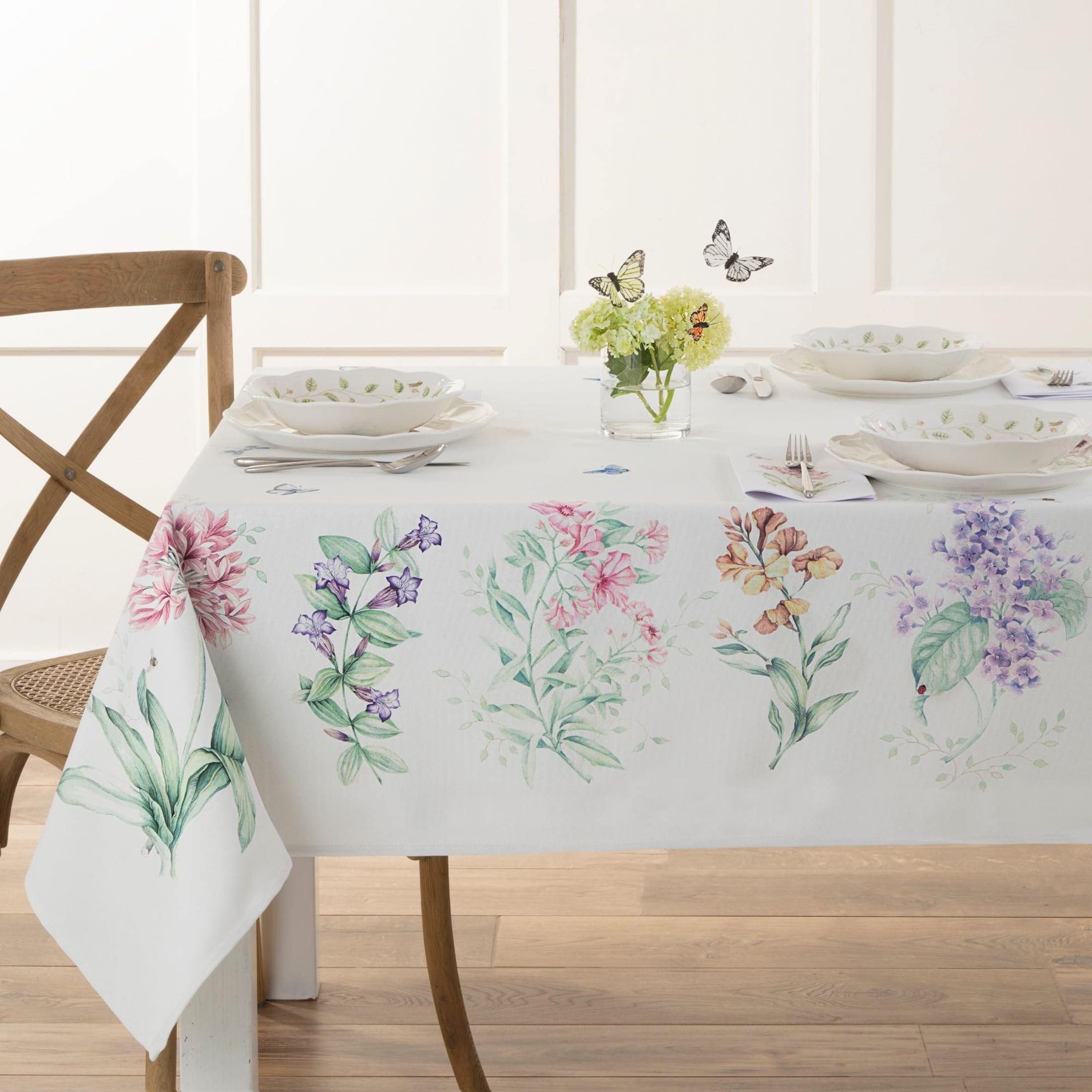 Lenox Butterfly Meadow Garden Tablecloth, Multicolor, 60 W x 120 L